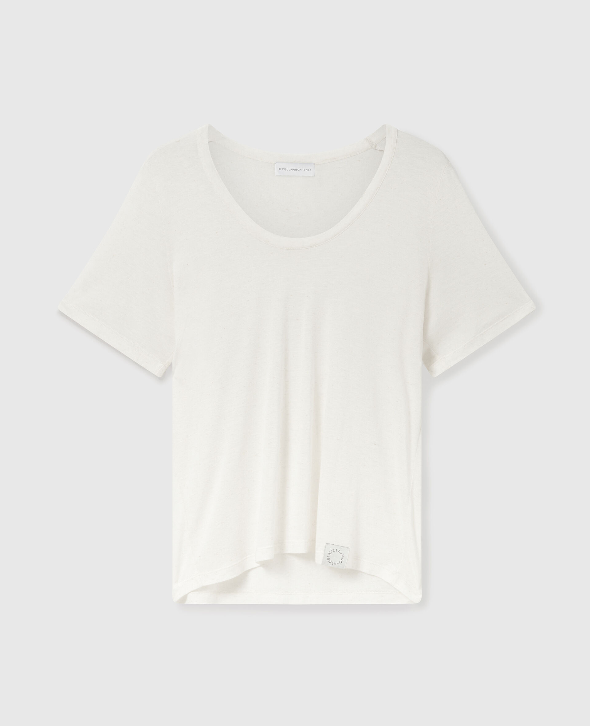 T shirt a col ras du cou en maille semi transparente-Blanc-medium
