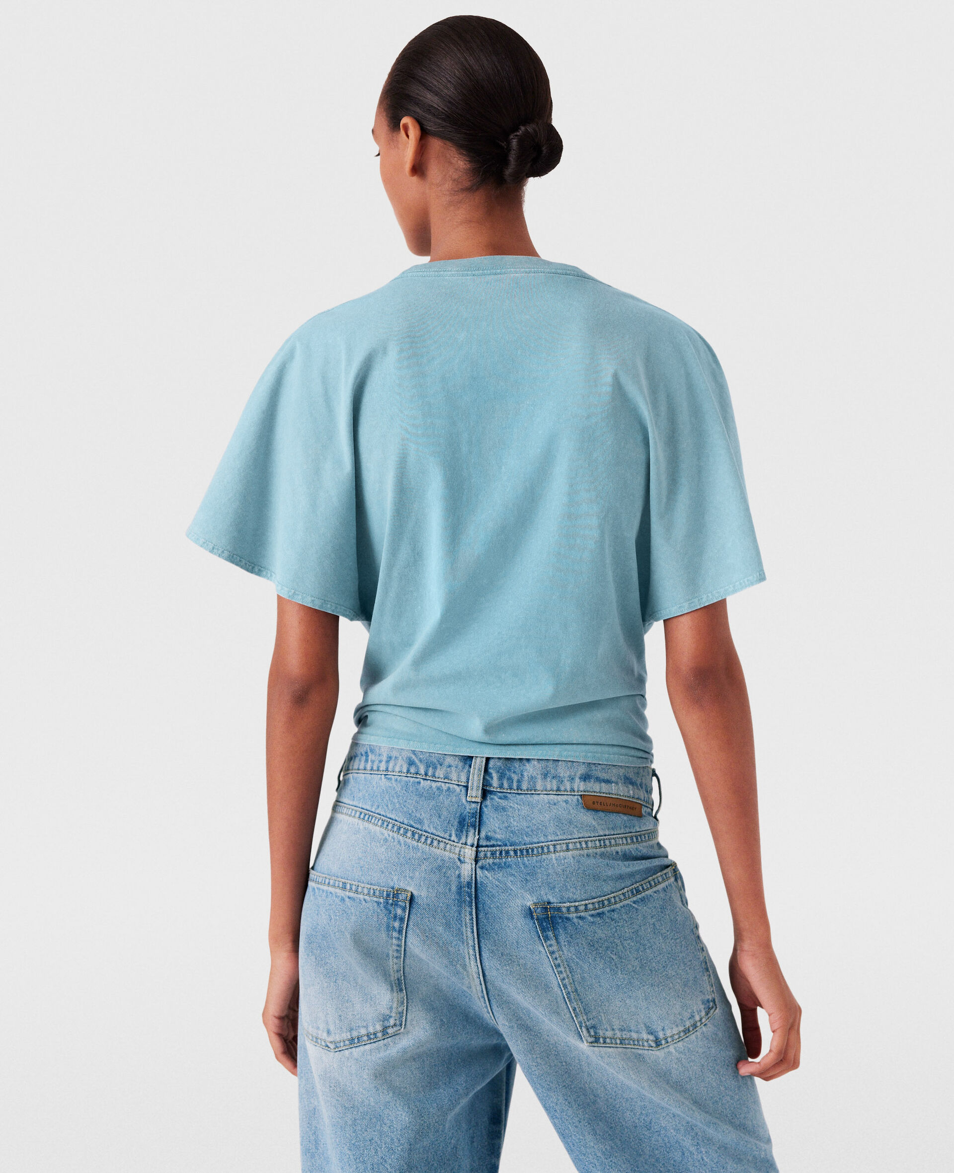 Pineapple Tie-front Cotton T-Shirt-Blue-large Pineapple Tie-front Cotton T-Shirt-Blue-large image number 2