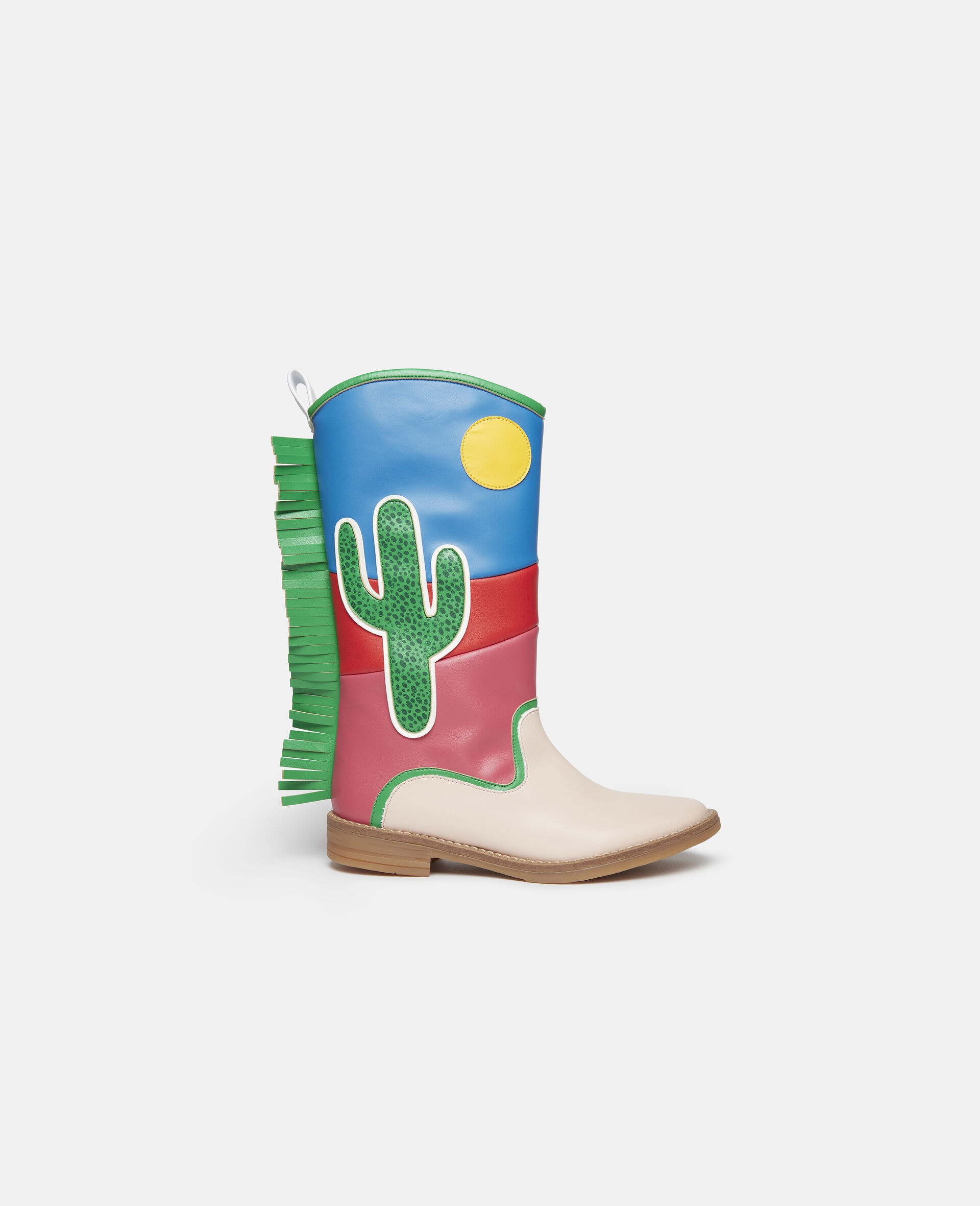 Bottes en matiere synthetique a motif cactus & soleil et franges-Fantaisie-large image number 0
