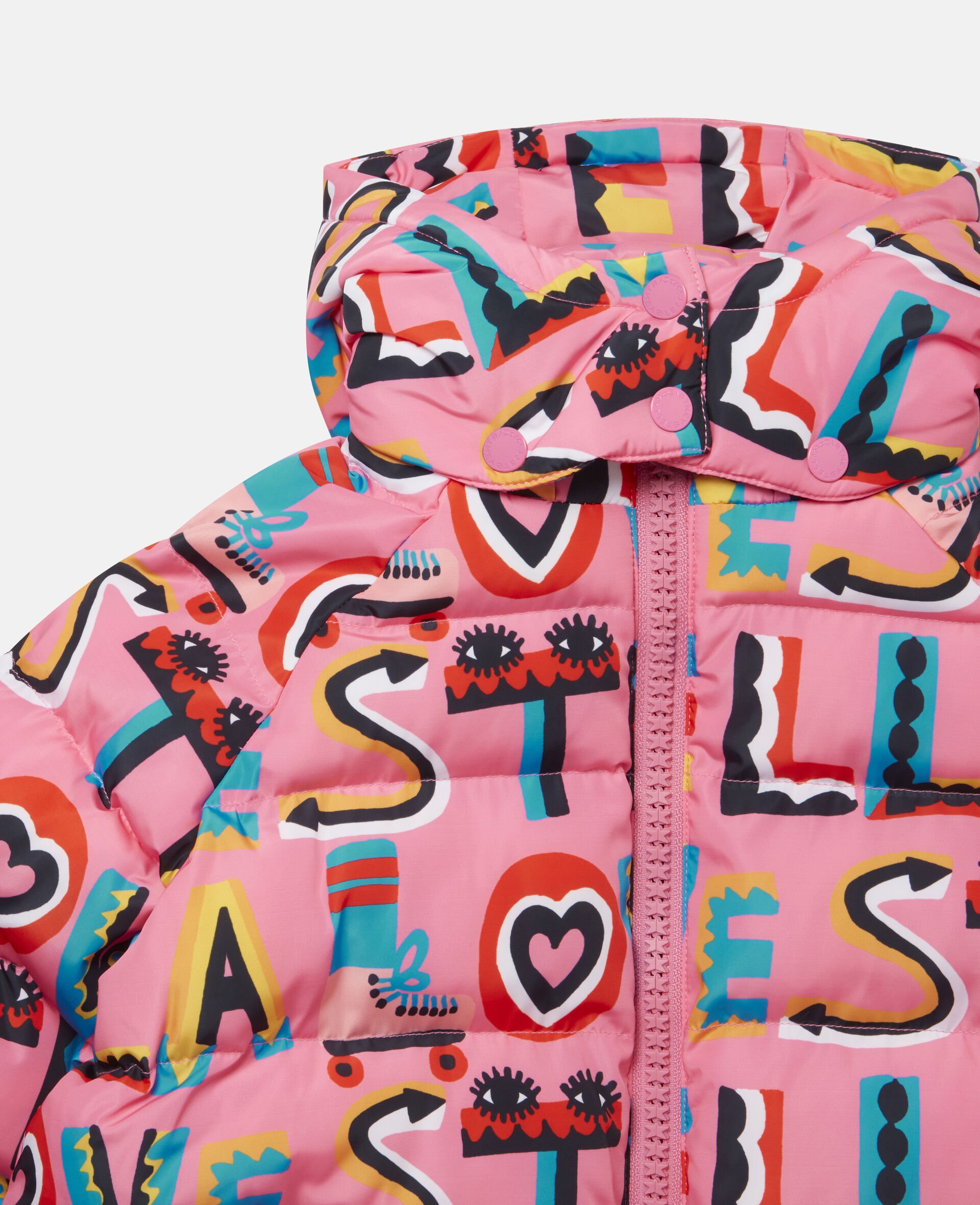 Stella Loves Hooded Puffer Jacket -Pink-large image number 1