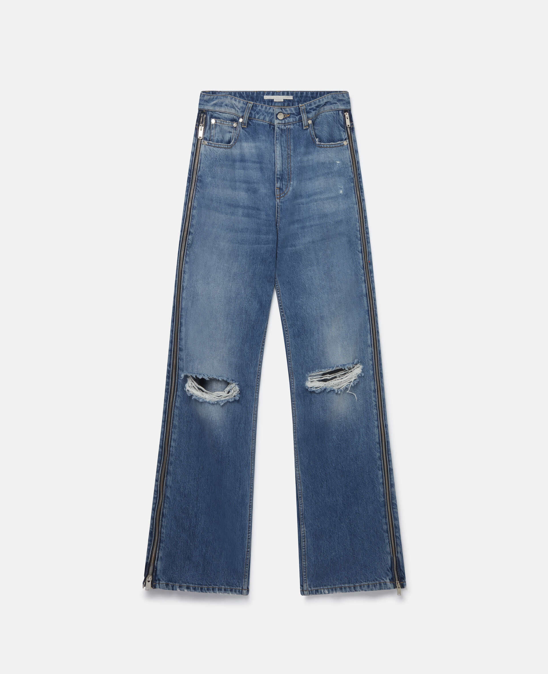 Petite Vintage Wash Deconstructed Jeans-Blue-large image number 0