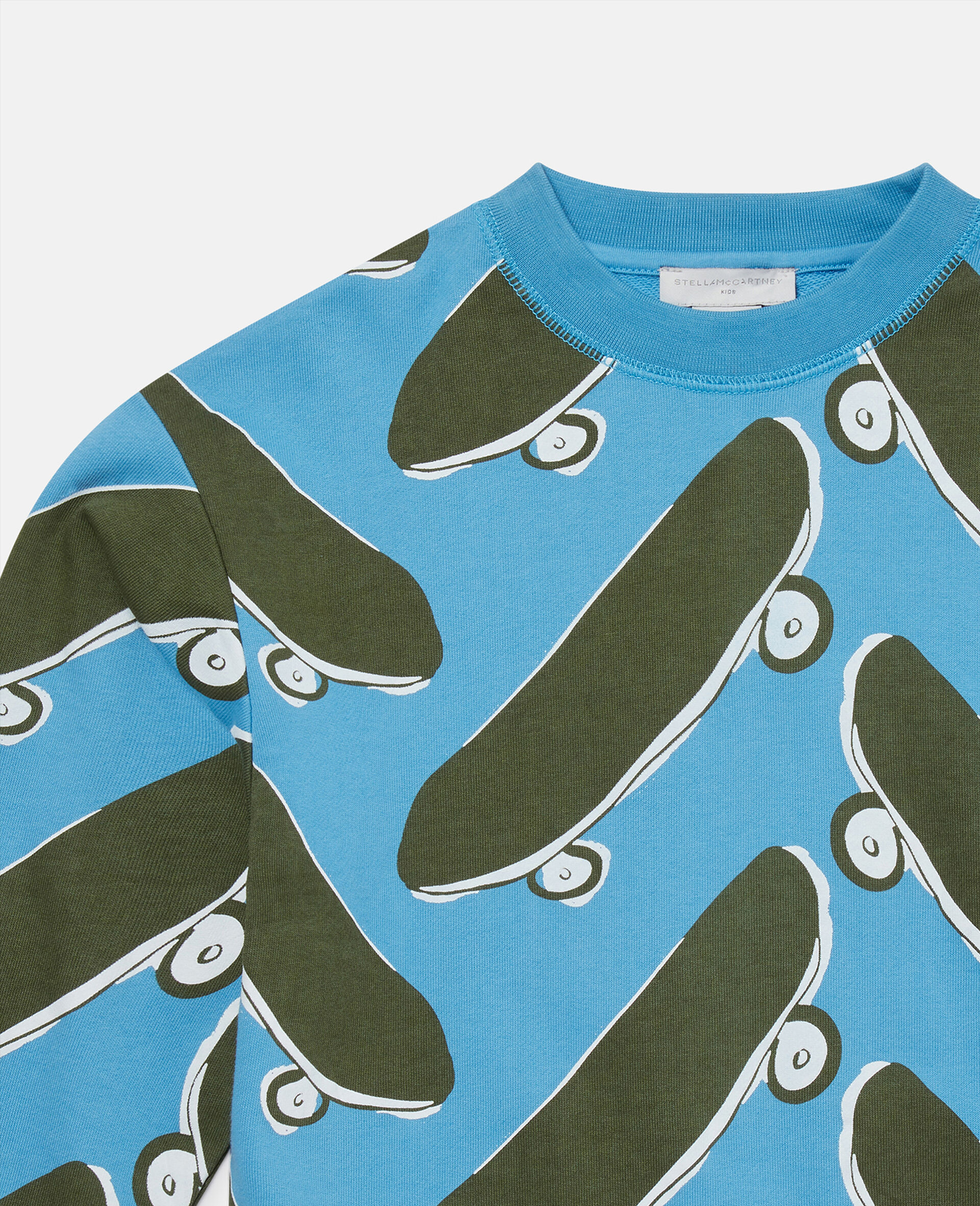 Skateboard Print Sweatshirt-Blue-large Skateboard Print Sweatshirt-Blue-large image number 1