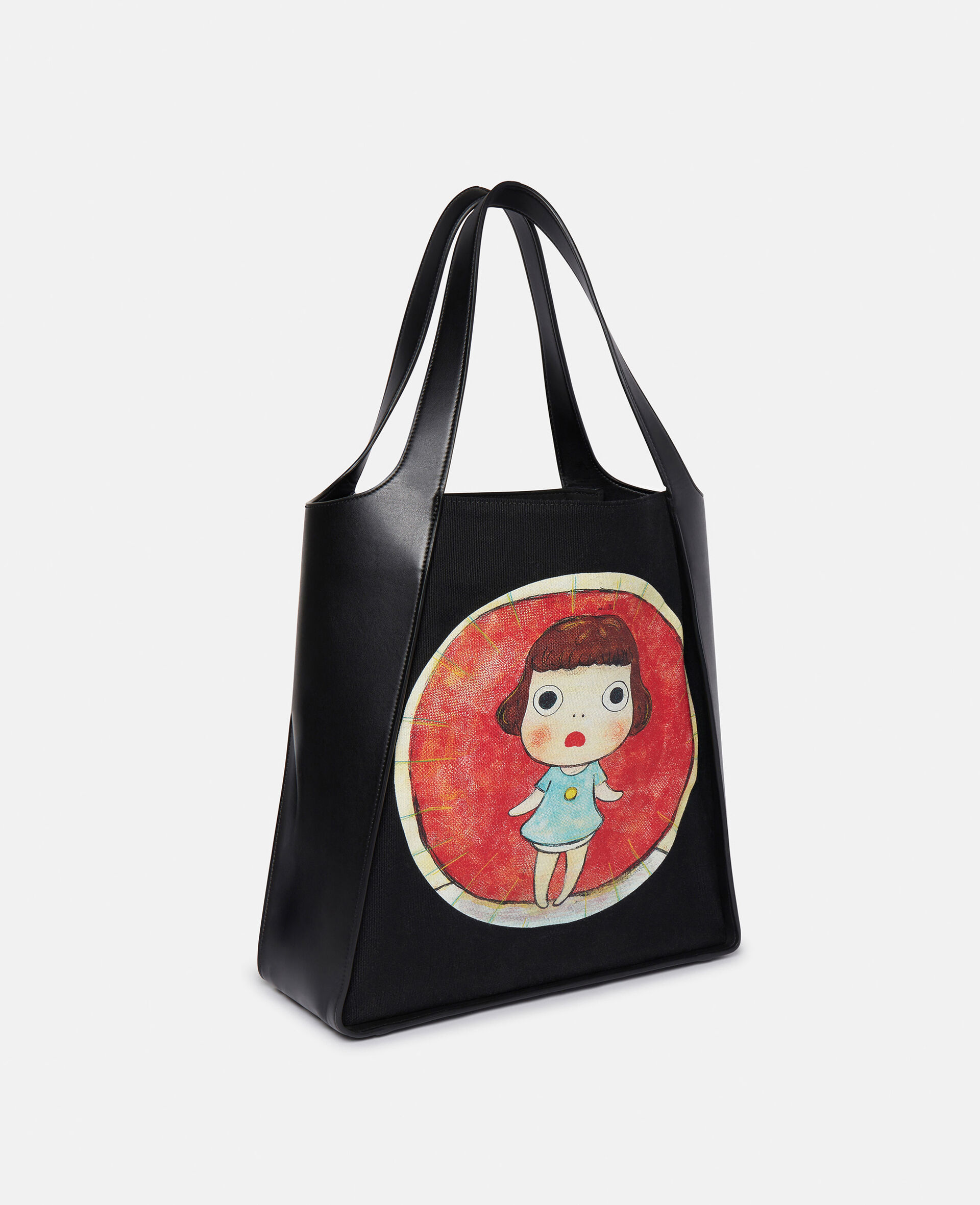 Lonesome Puppy Print Cotton Canvas Tote Bag-Black-large image number 2