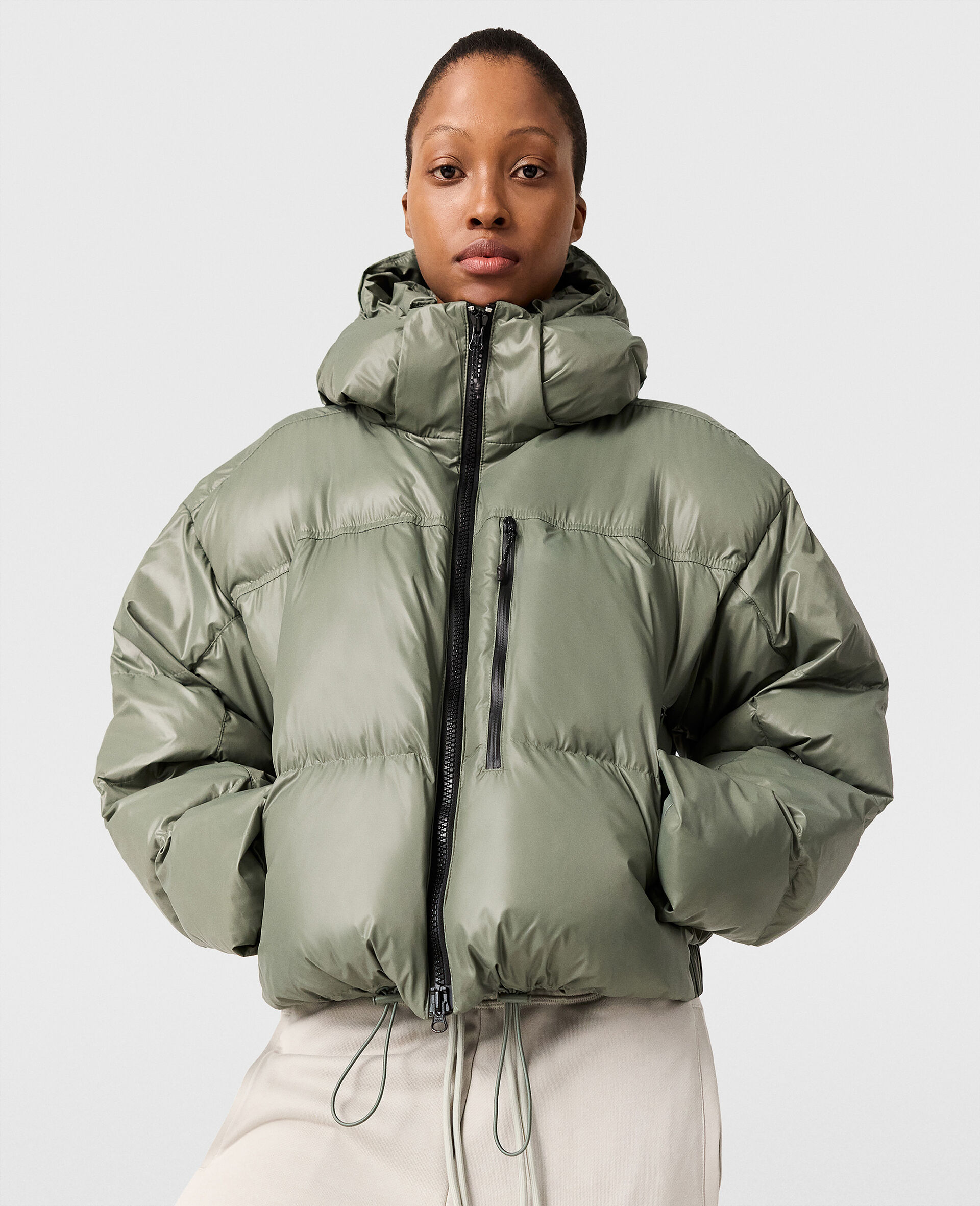 Veste courte matelassee a capuche TrueNature-Vert-medium