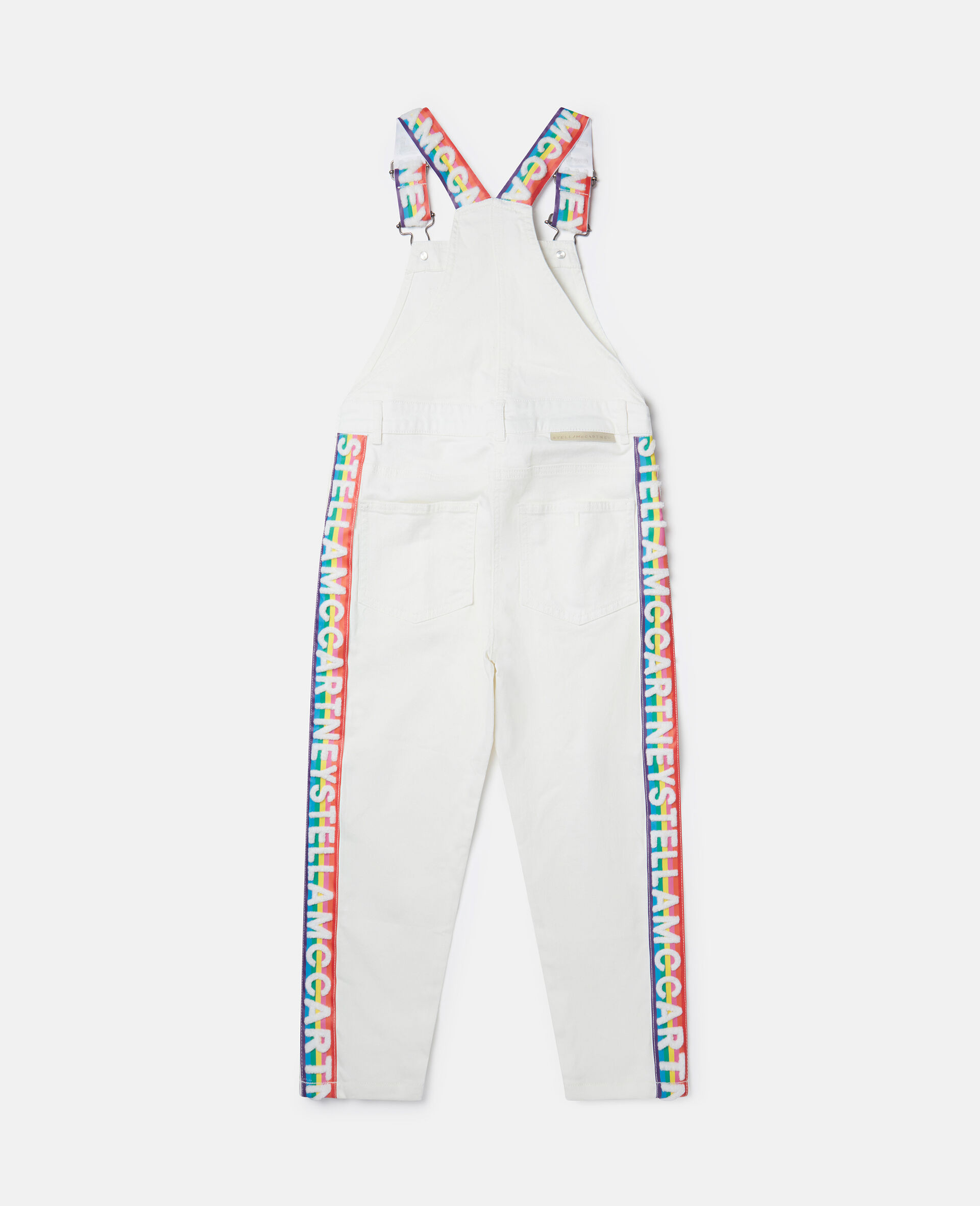 Rainbow Logo Tape Dungarees-White-large image number 2
