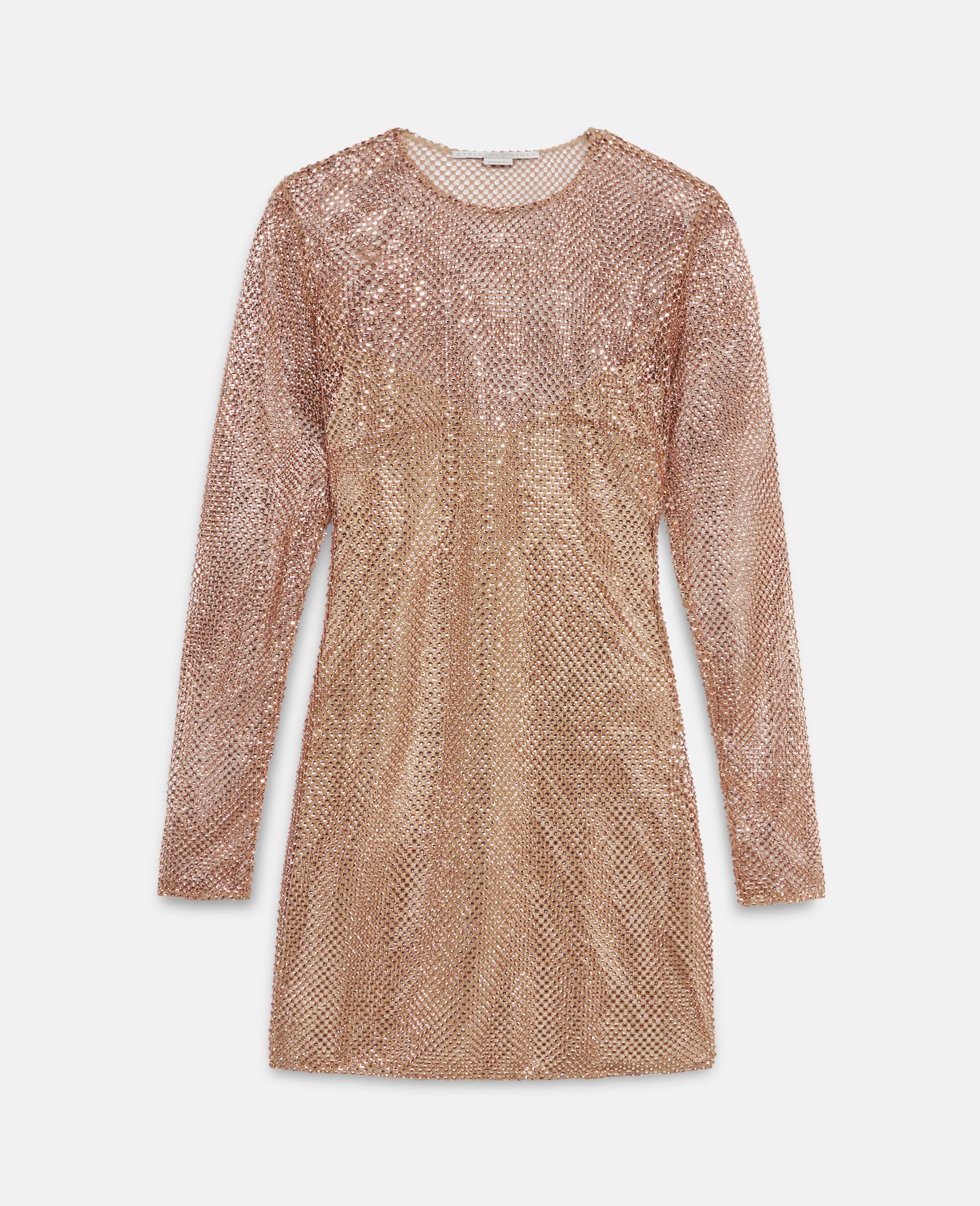 Crystal Mesh Silk Mini Dress-Pink-large Crystal Mesh Silk Mini Dress-Pink-large image number 0