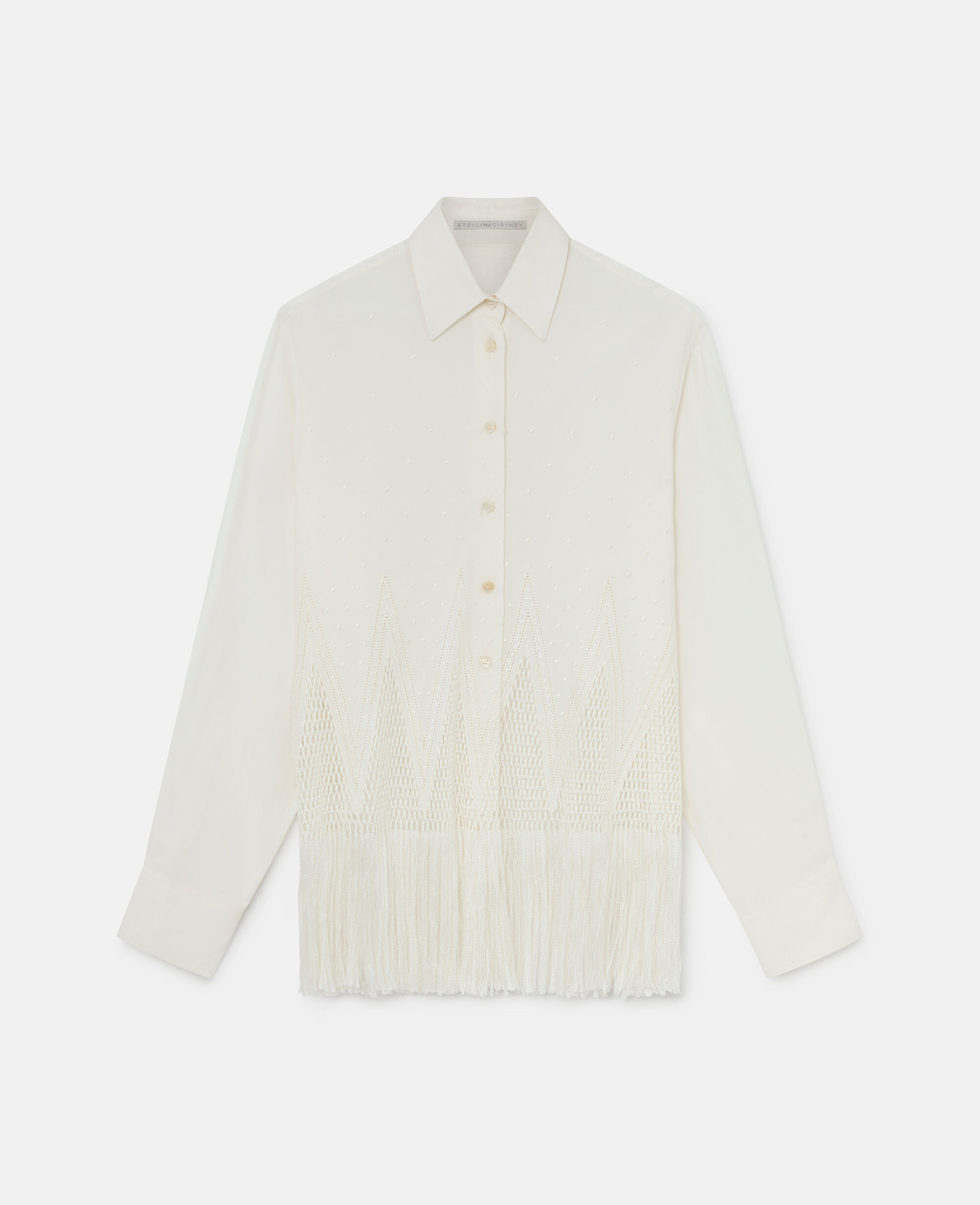 Women CREAM Open-Knit Fringe Shirt | Stella McCartney US