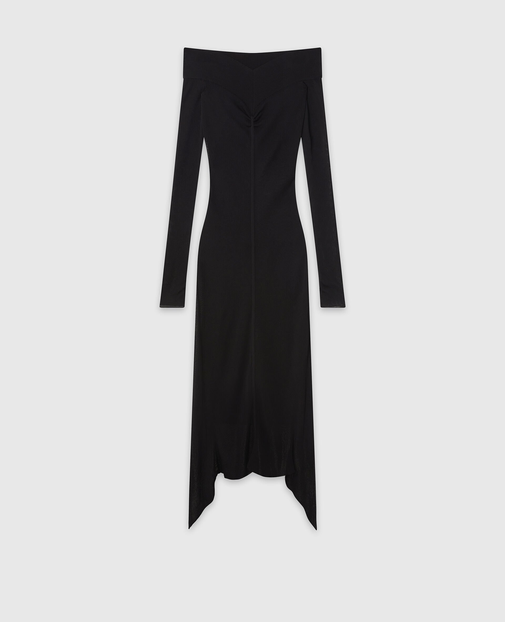 Sheer Long-Sleeve Mesh Maxi Dress-Black-large image number 0