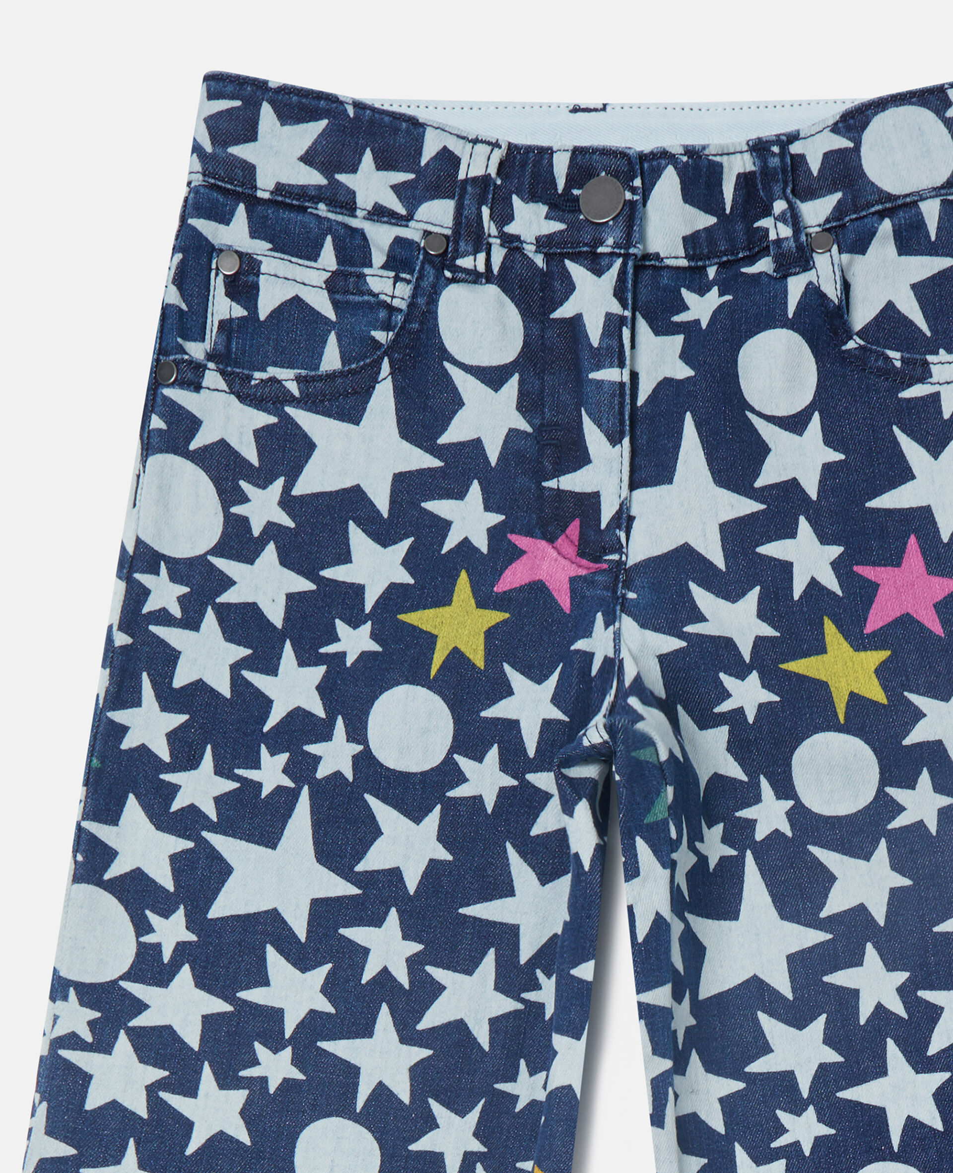 Star Print Straight-Leg Denim Jeans-Blue-medium