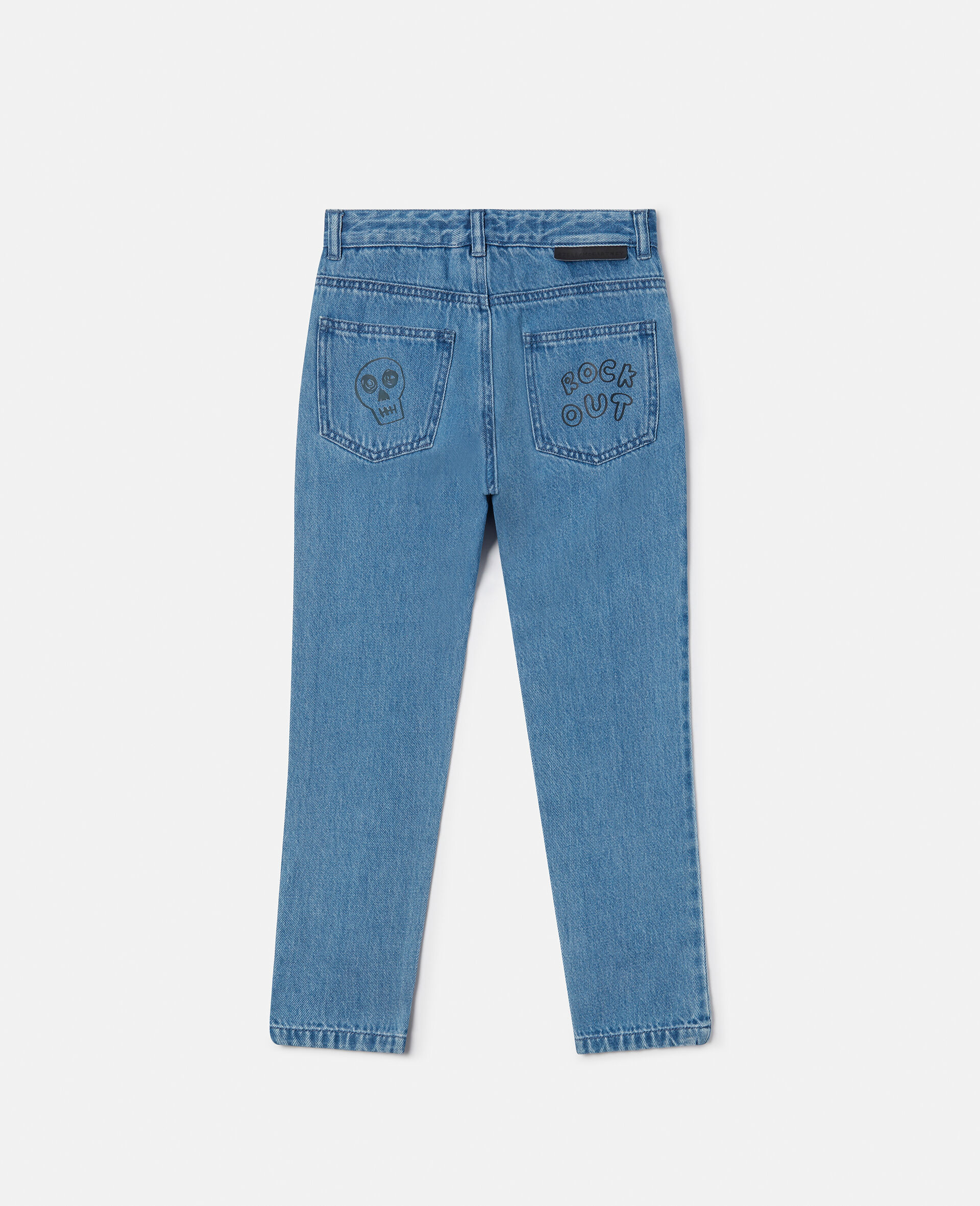 Scribble Print Boyfriend Jeans-Blue-large image number 2
