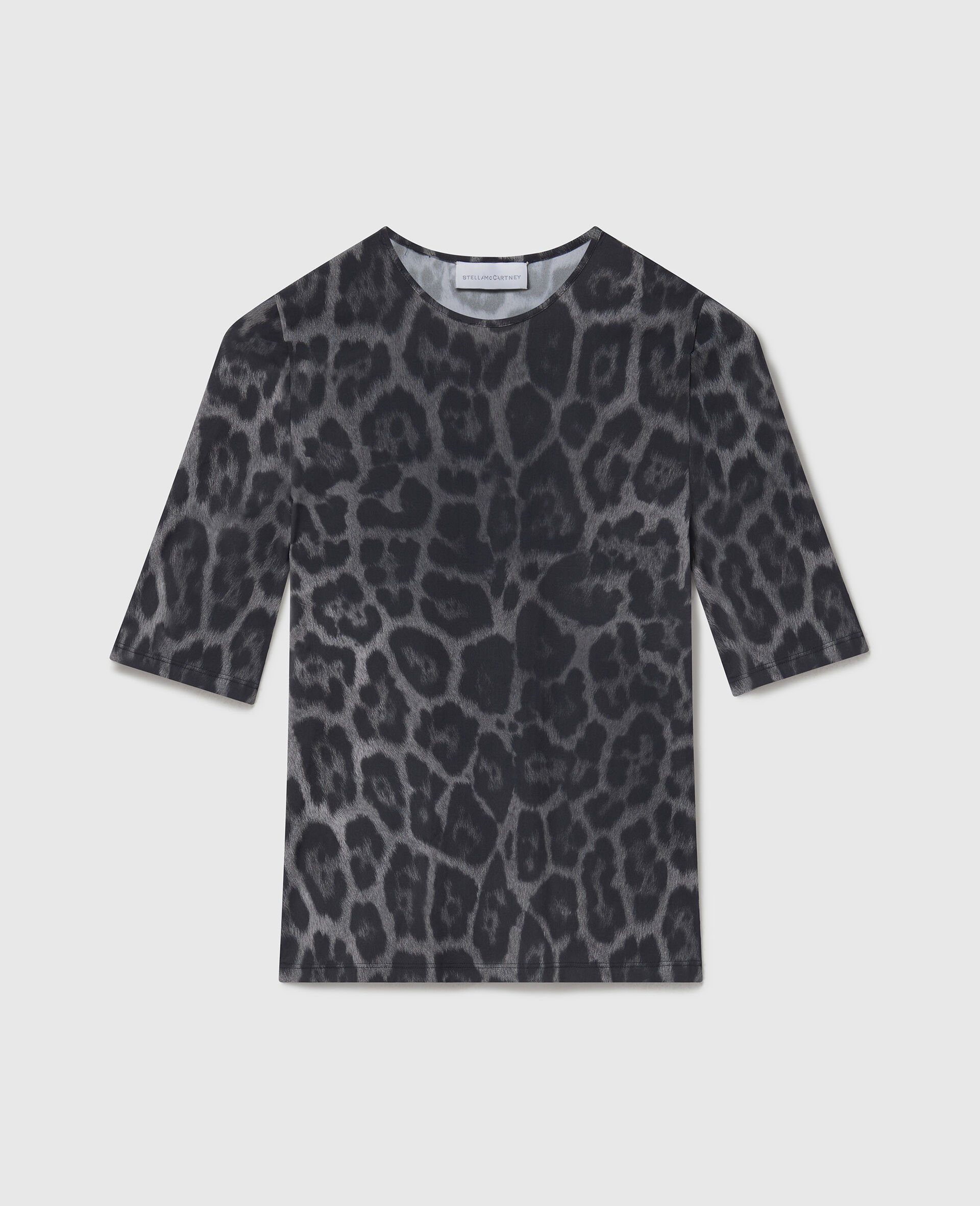 Leopard-Print Short-Sleeve T-Shirt-Grey-large image number 0