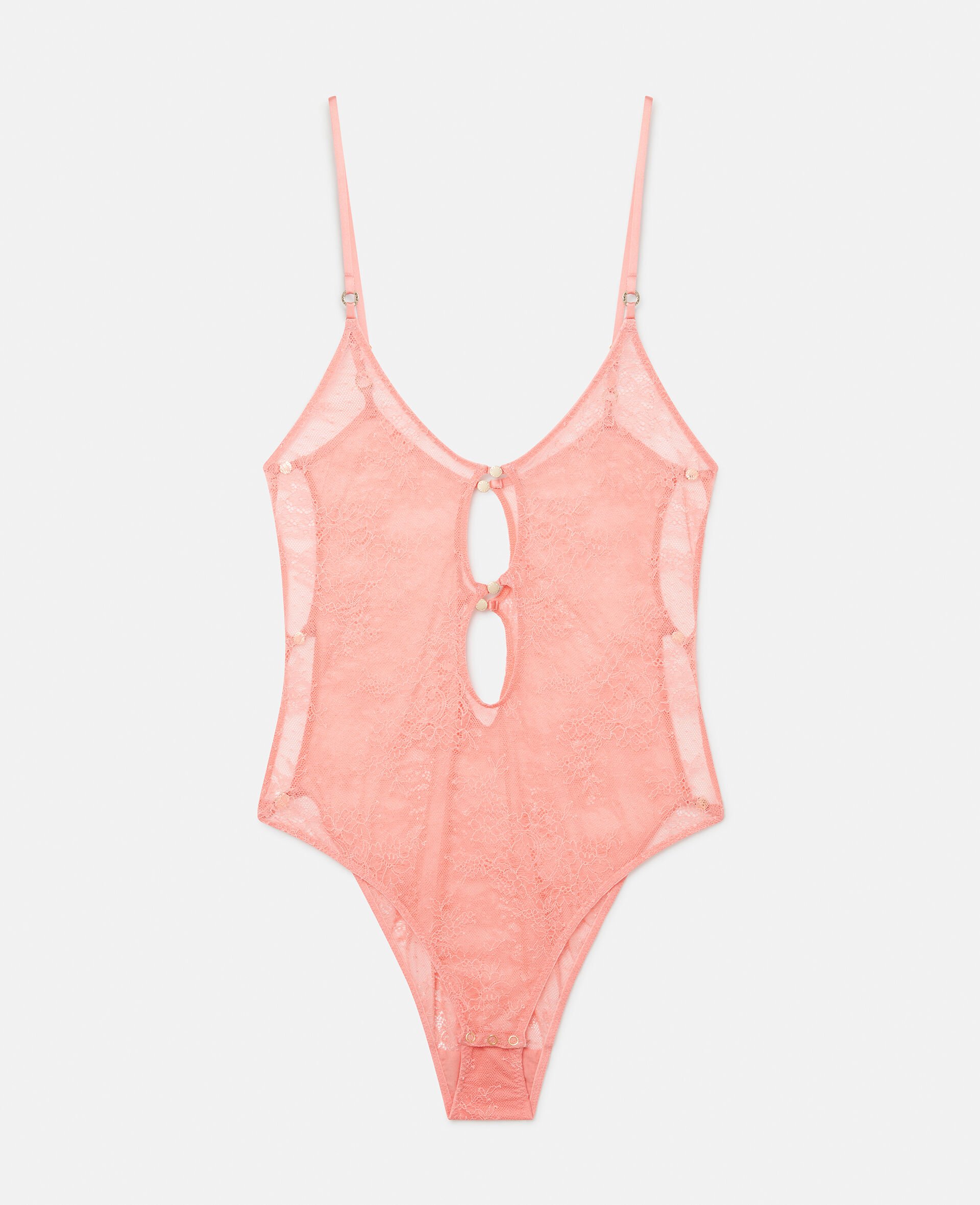 Floral Lace High Leg Bodysuit-Pink-large image number 0