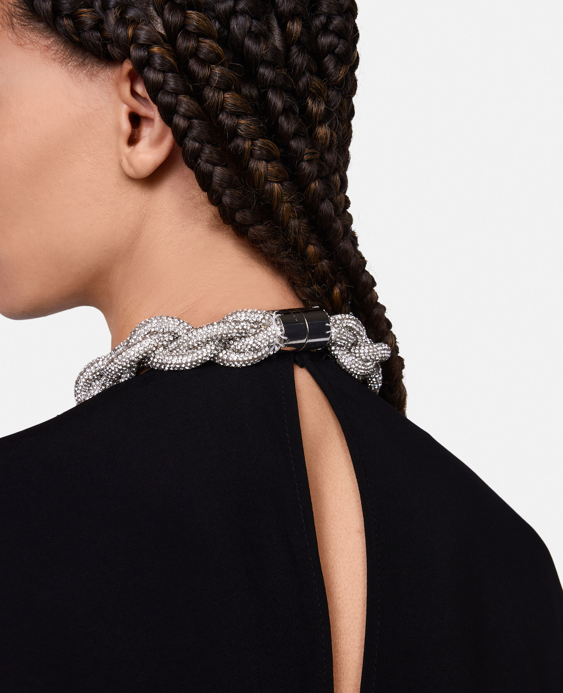 Maxi abito Falabella con catena di cristallo-Nero-large image number 4