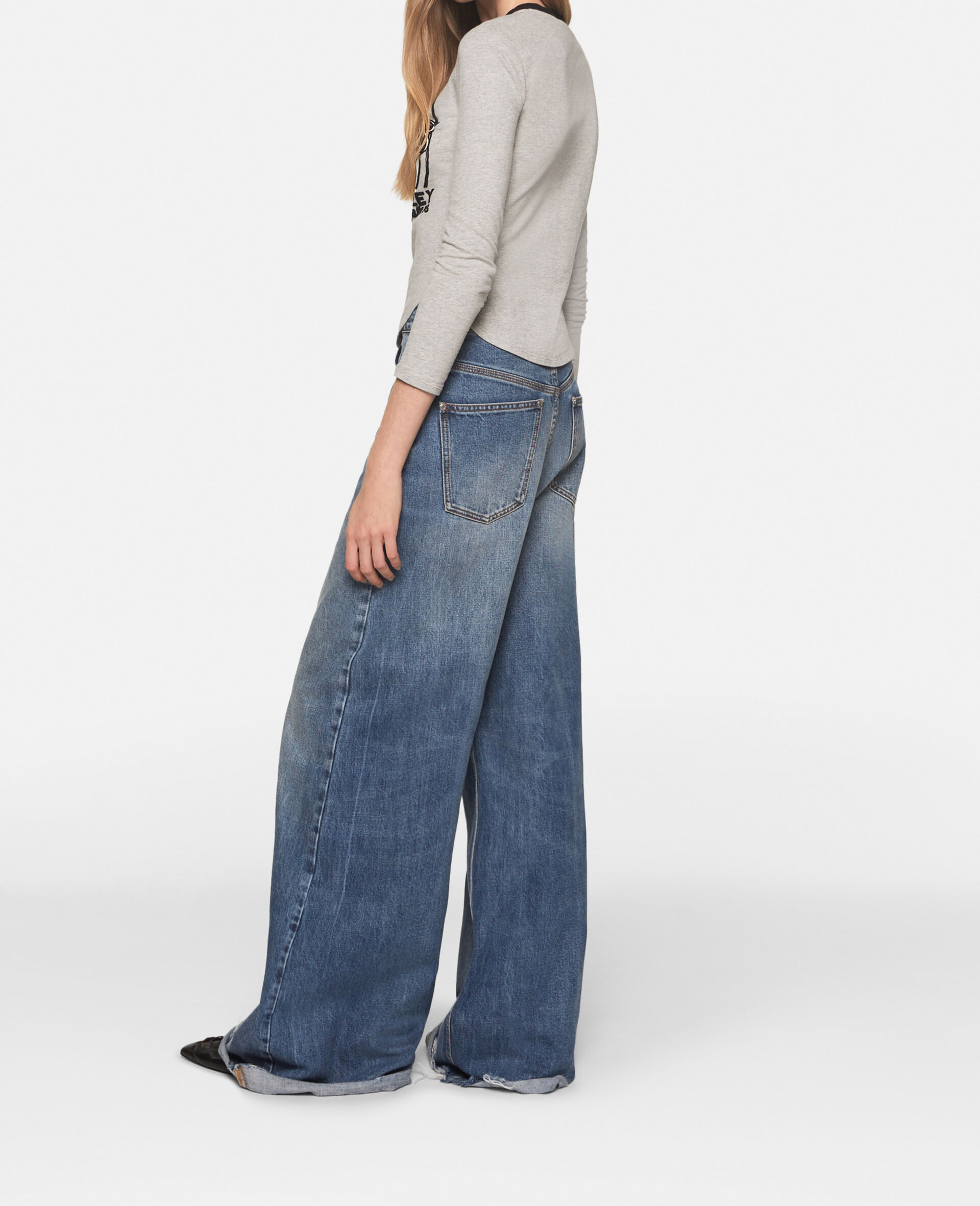 Wings Graphic Long-Sleeved Cotton Top-Grey-large image number 3