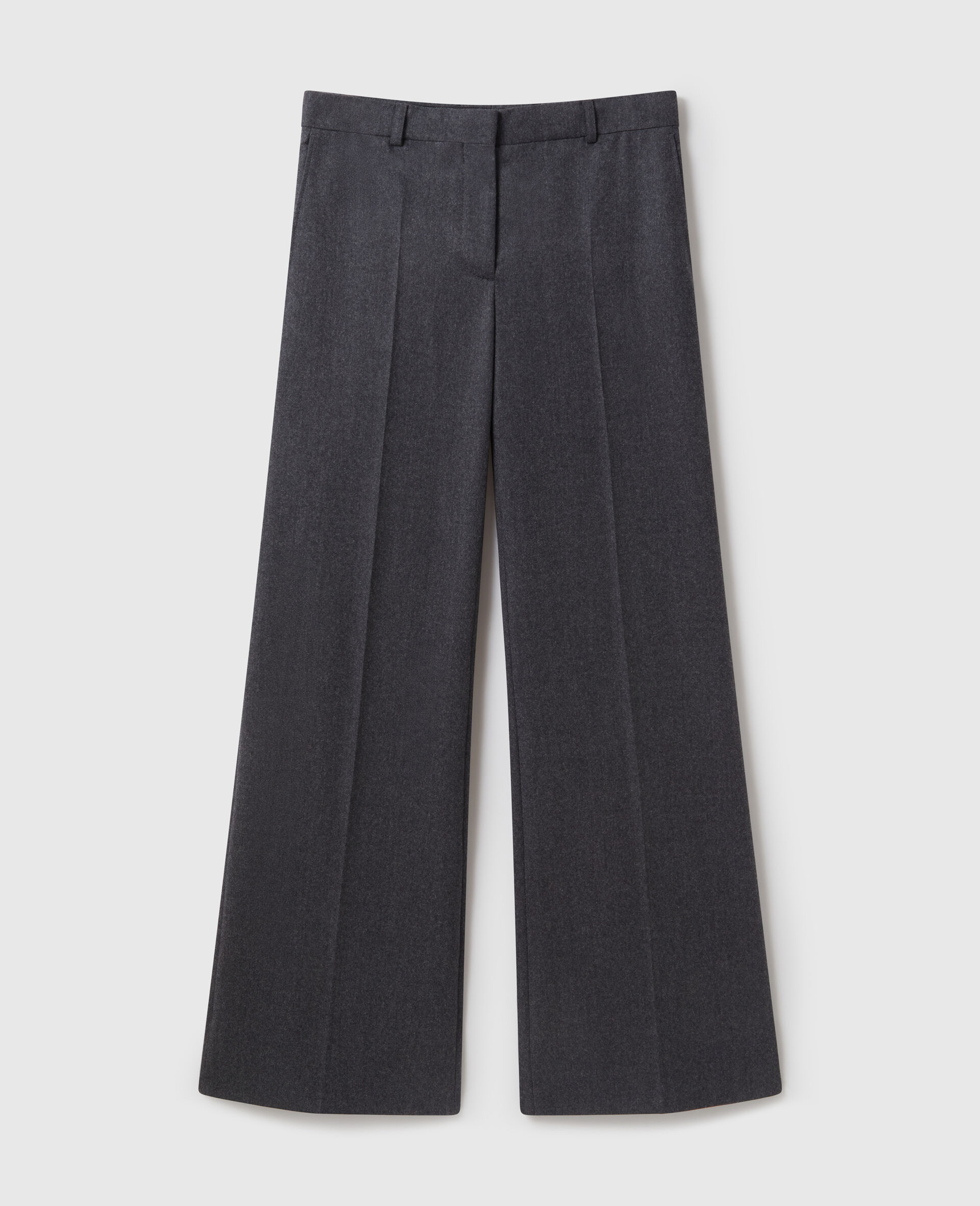 Pantalon evase a taille basse-Gris-medium