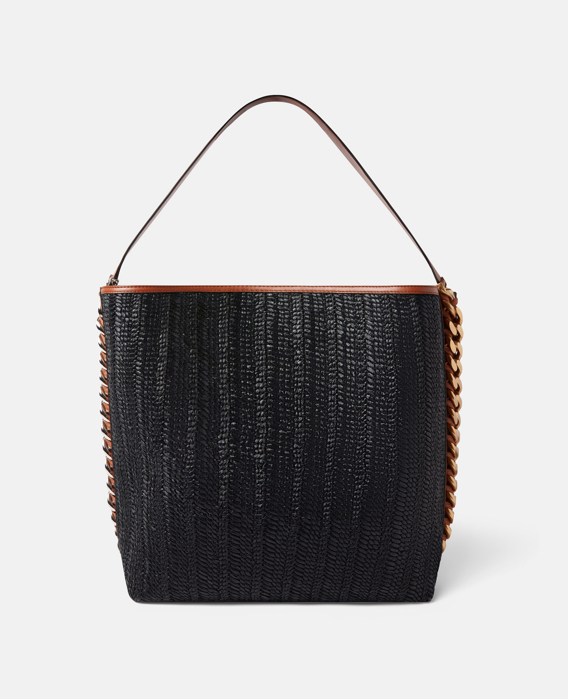Frayme Raffia Tote Bag-Black-large image number 4