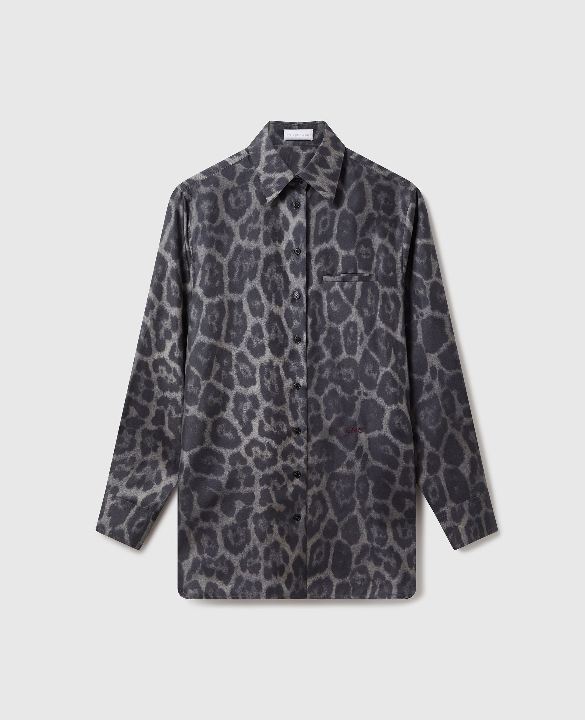 Oversized Leopard Print Shirt-Grey-medium