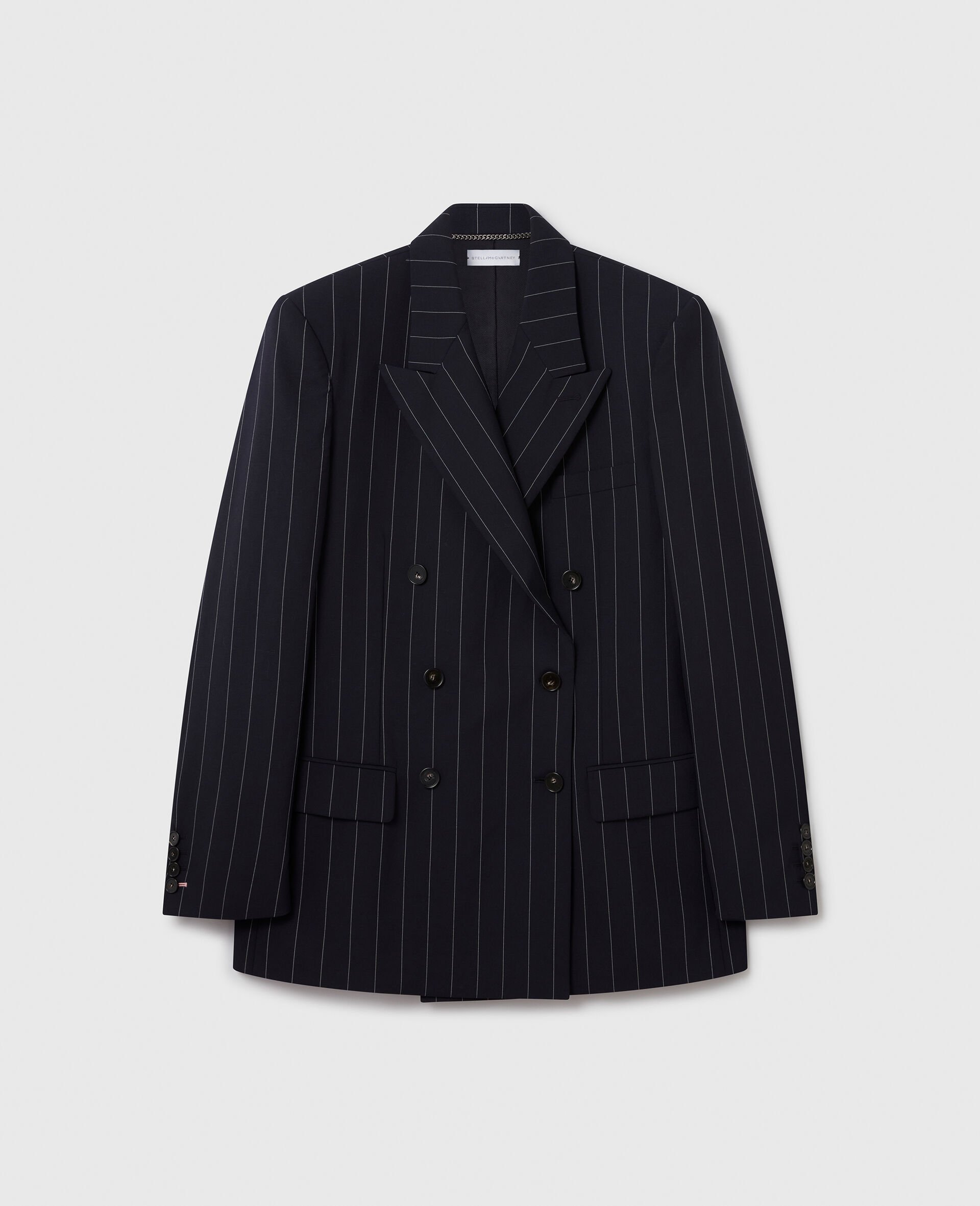 Oversized Double-Breasted Blazer-Blue-large image number 0