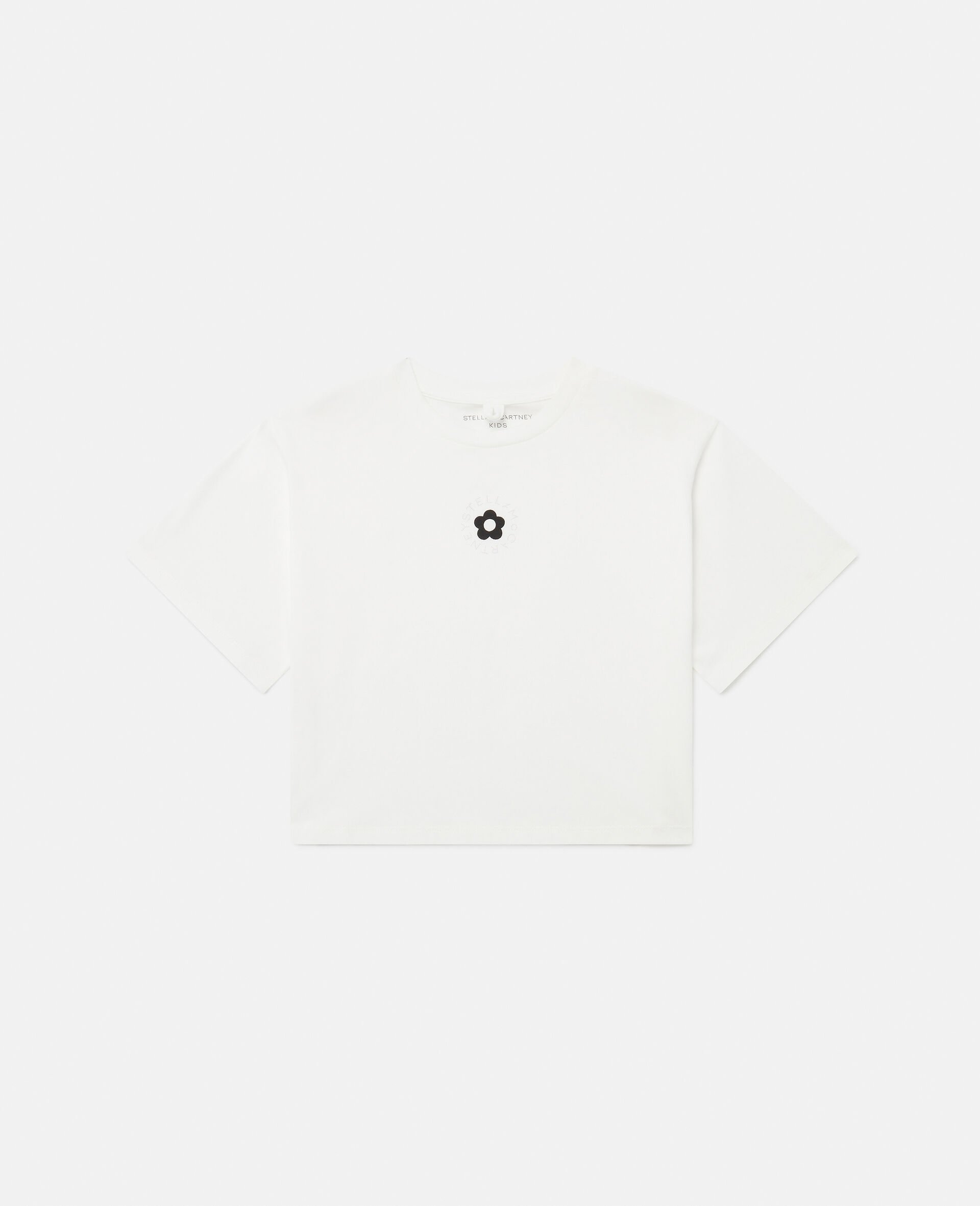 Floral Graphic Cropped T-Shirt-White-medium