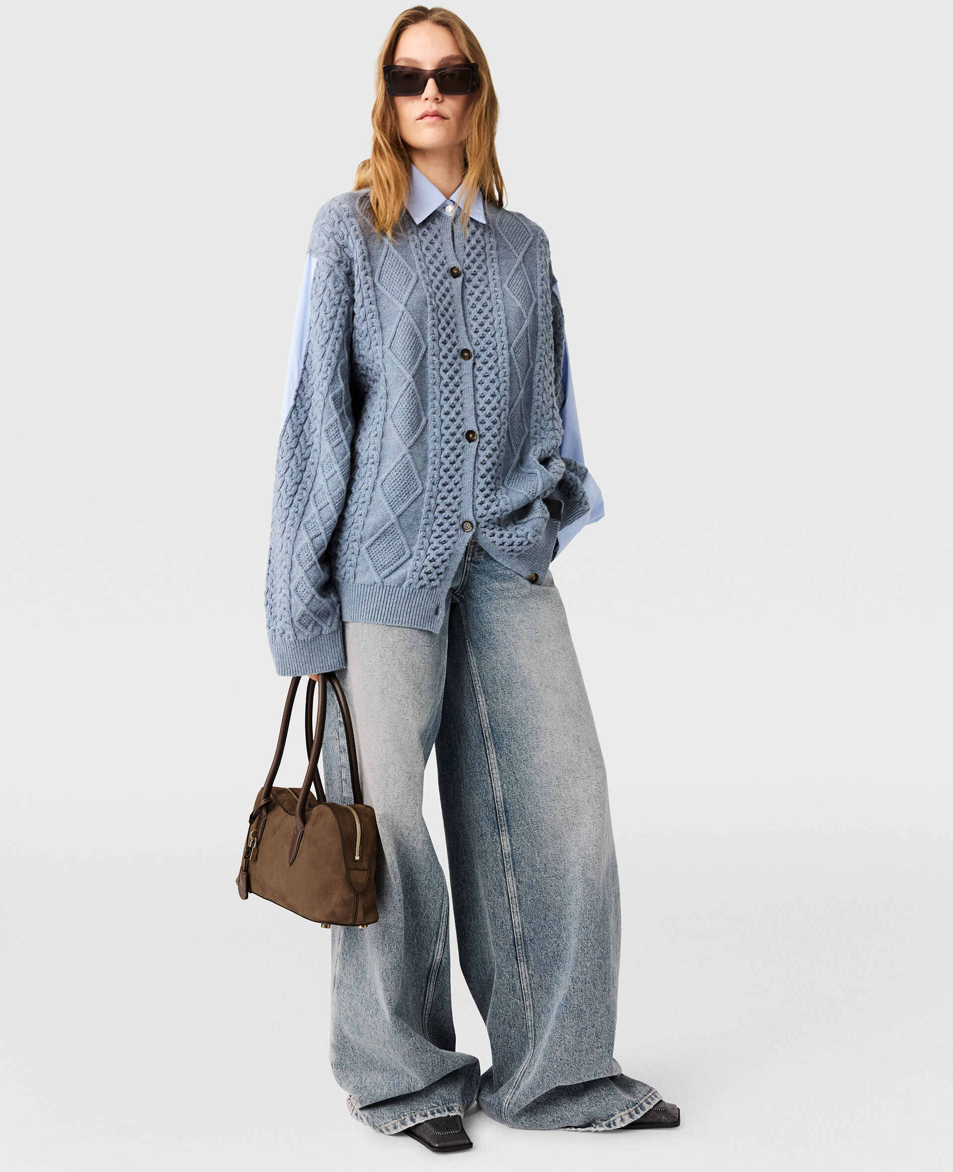 Hybrides Strickhemd und Strickjacke-Blau-large image number 5