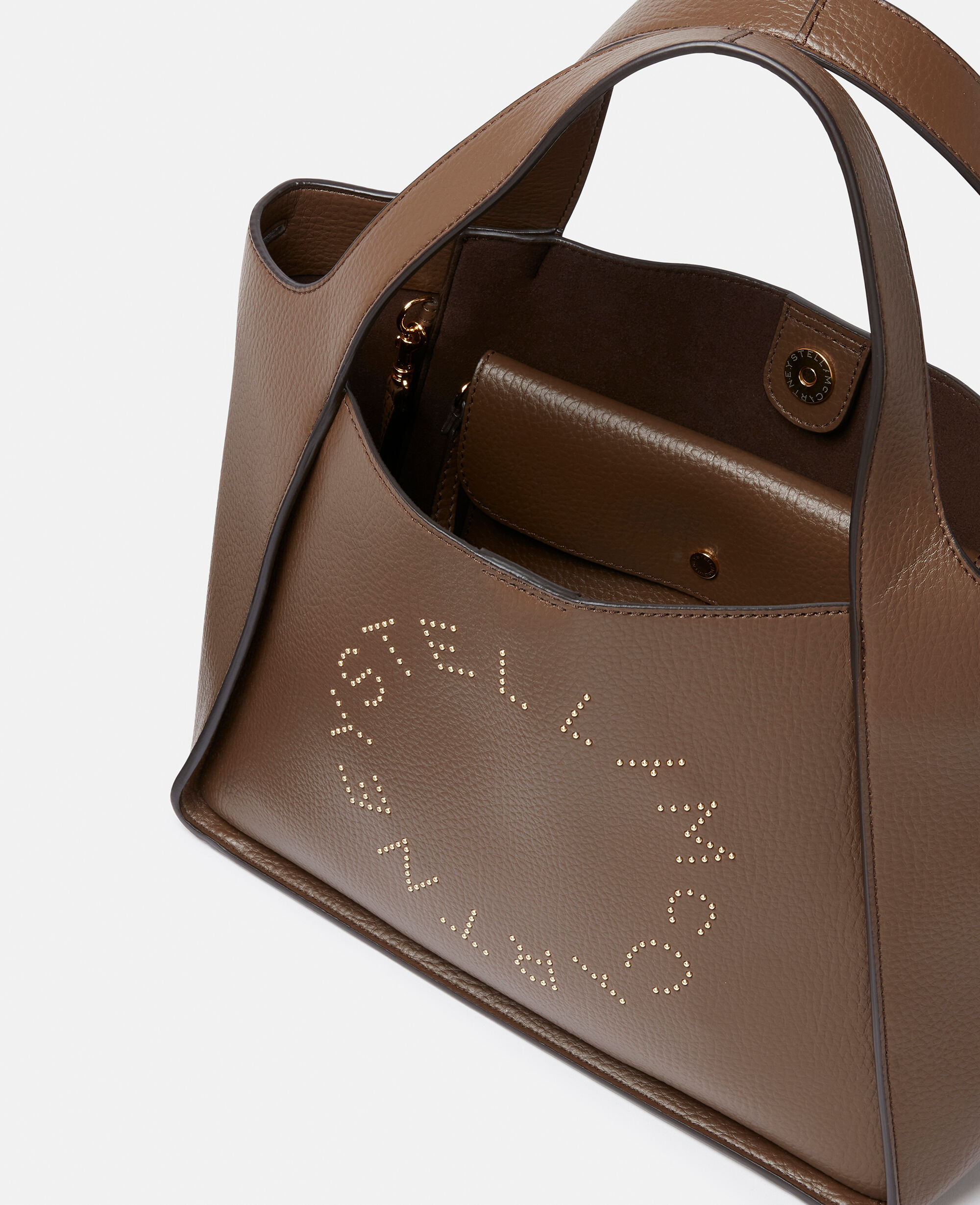 Women Chocolate brown Logo Top Handle Crossbody Tote Bag