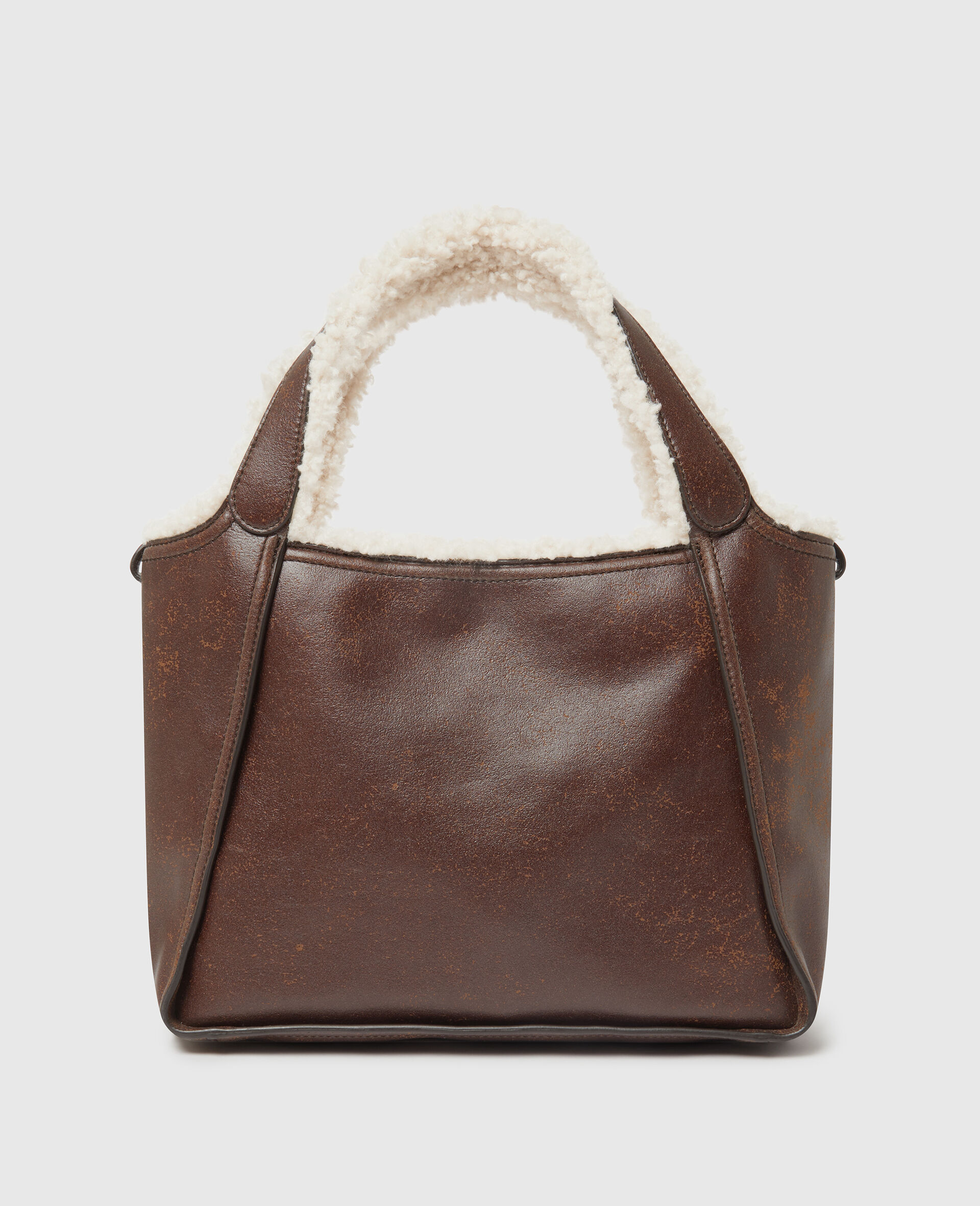 Logo Plush-Lined Crossbody Tote Bag-Brown-large image number 3