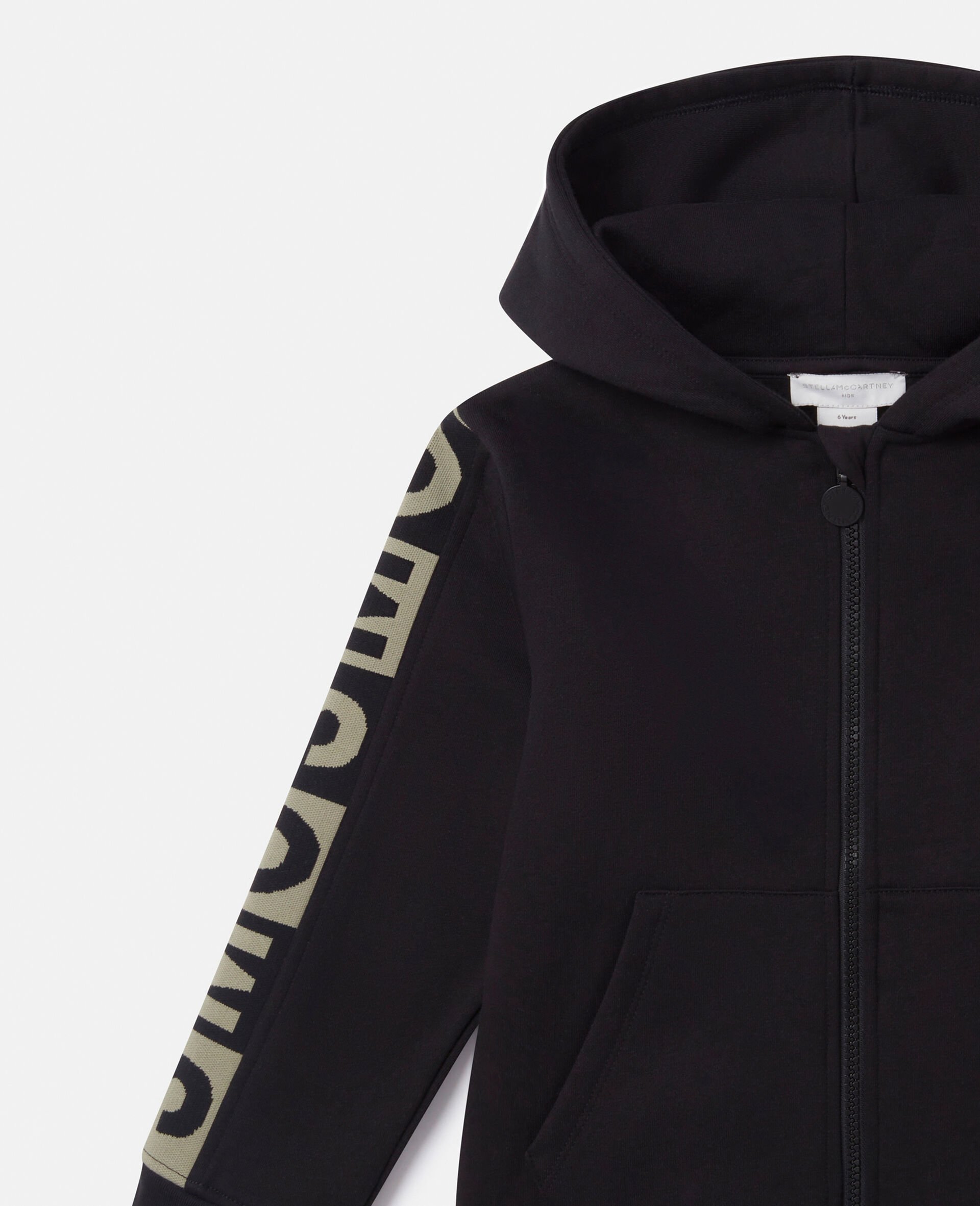 Logo Graphic Hooded Zipper Sweatshirt-Black-large Logo Graphic Hooded Zipper Sweatshirt-Black-large image number 1