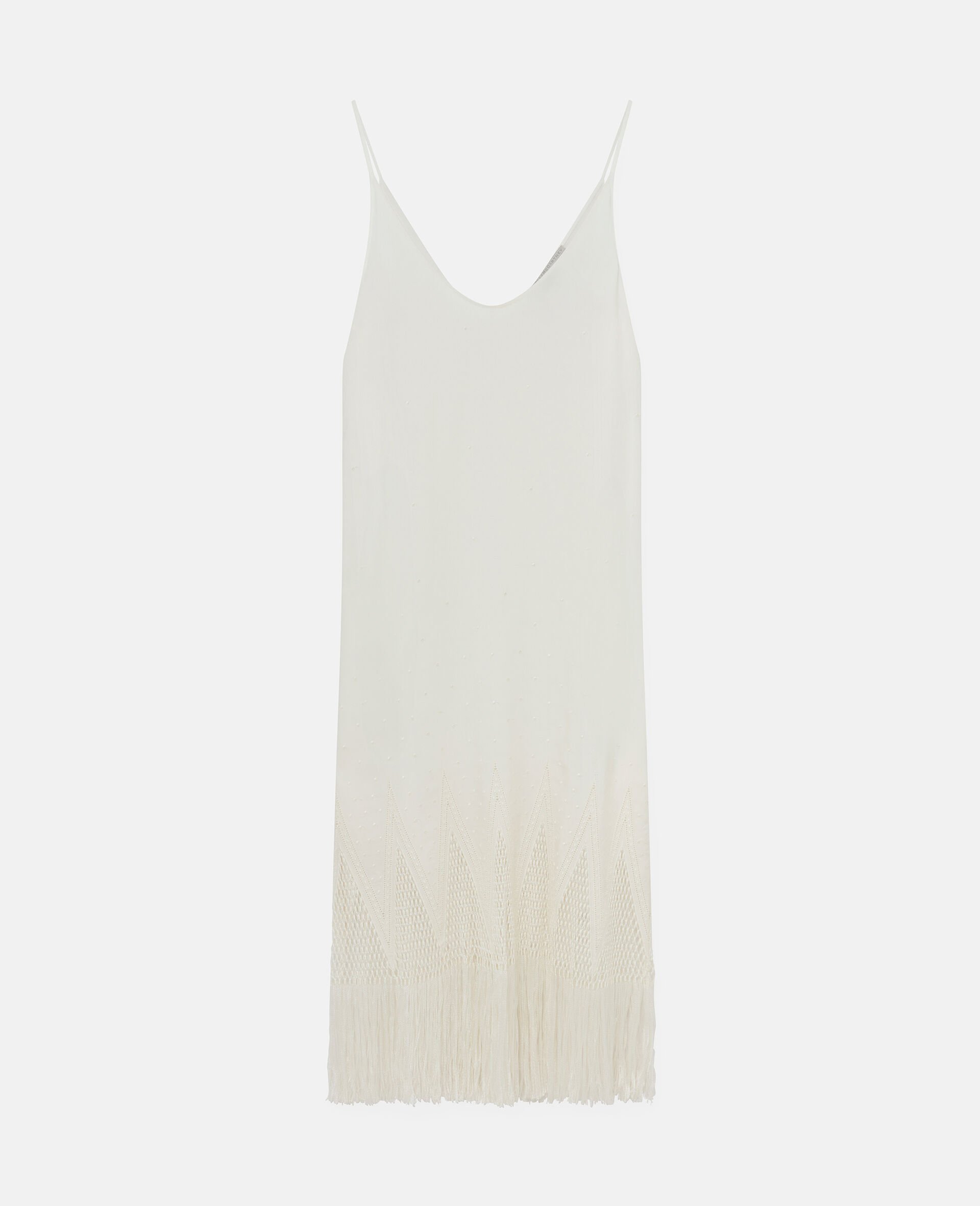 오픈 니트 프린지 미디 드레스-Cream-large image number 0