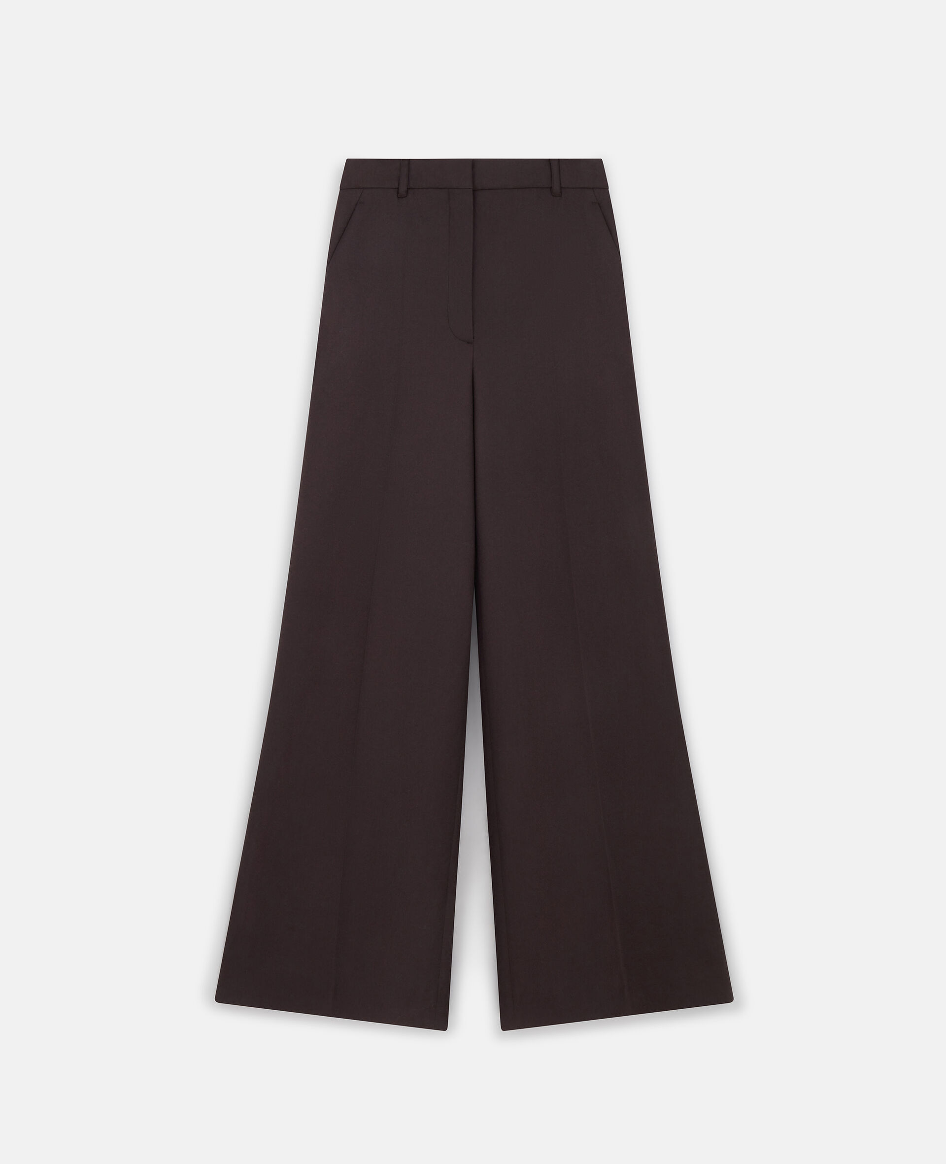 High-Rise Wide-Leg Wool Trousers-Brown-medium