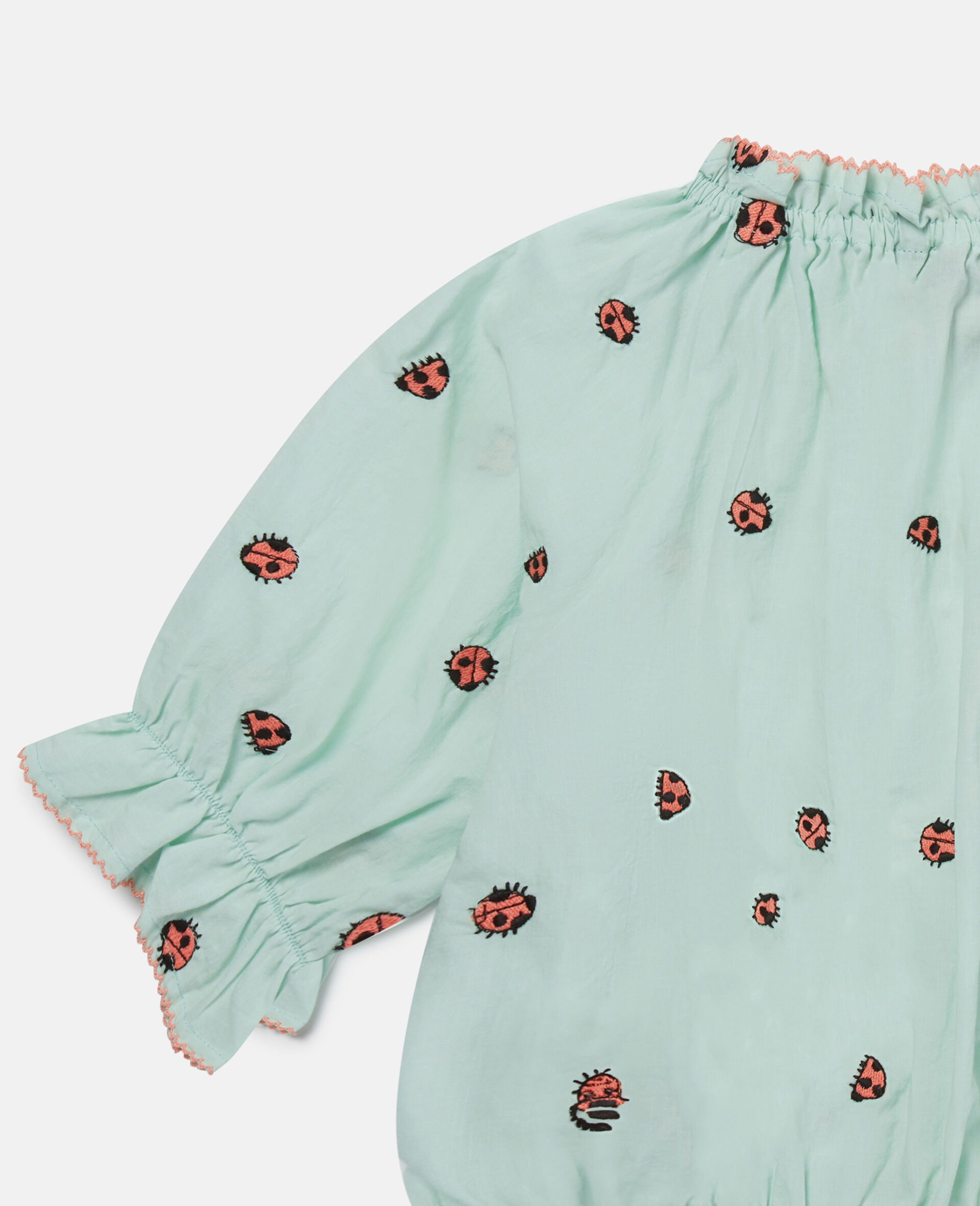 Ladybird Short-Sleeve Pleated Trim Top -Green-large image number 1
