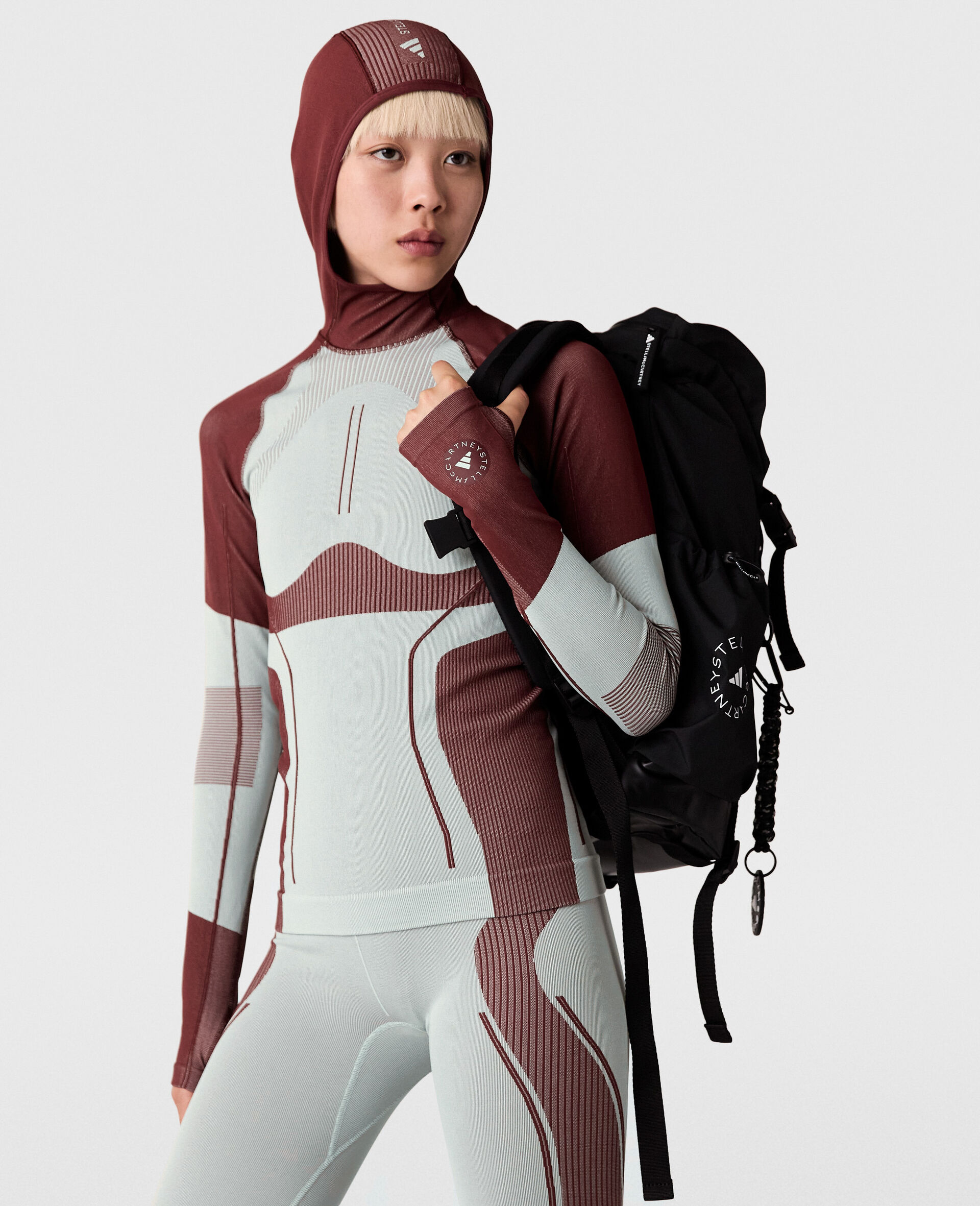 TrueNature Hooded Long Sleeve Seamless Top-Red-model