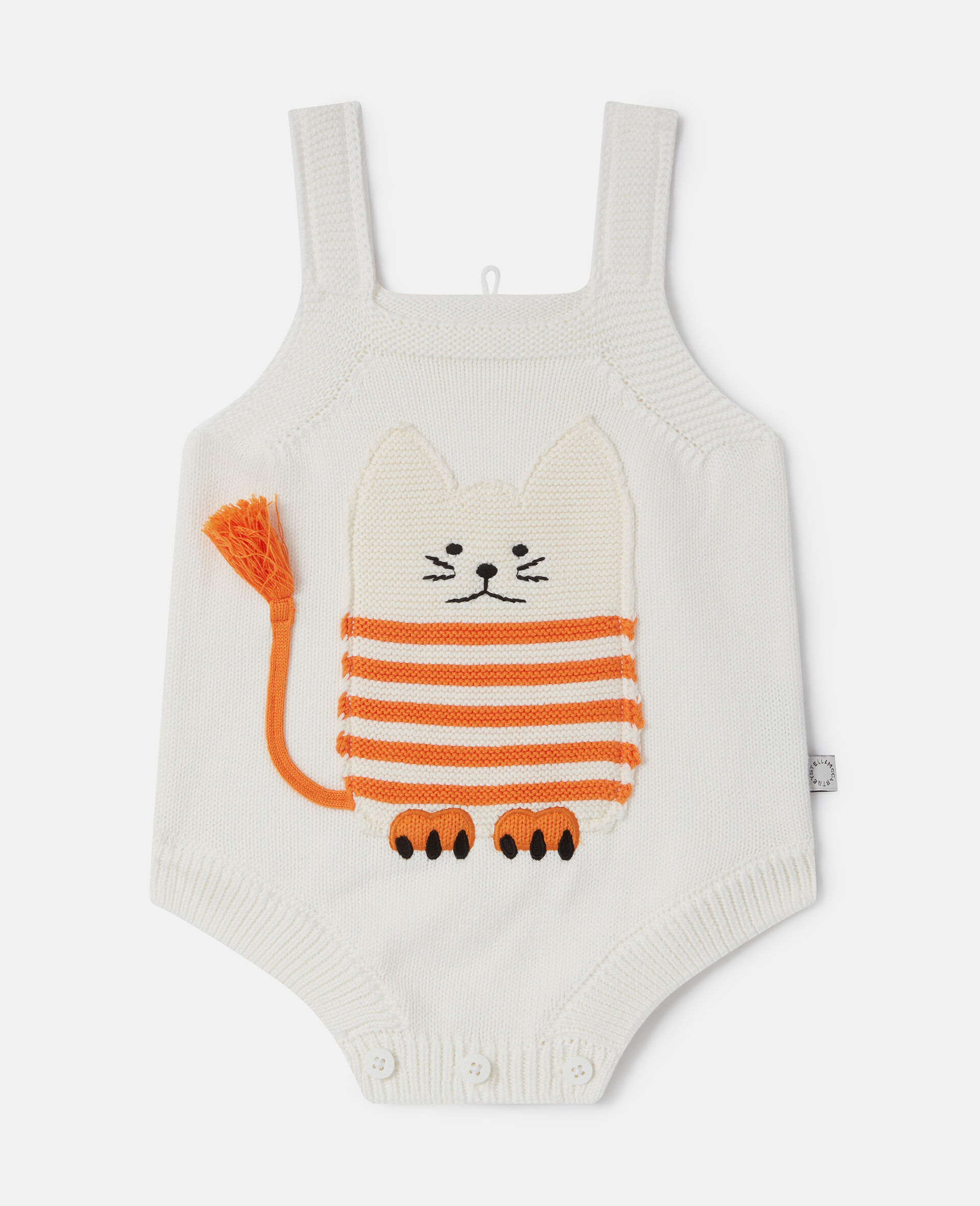 Barboteuse graphique avec broderie chat-Cream-large image number 0