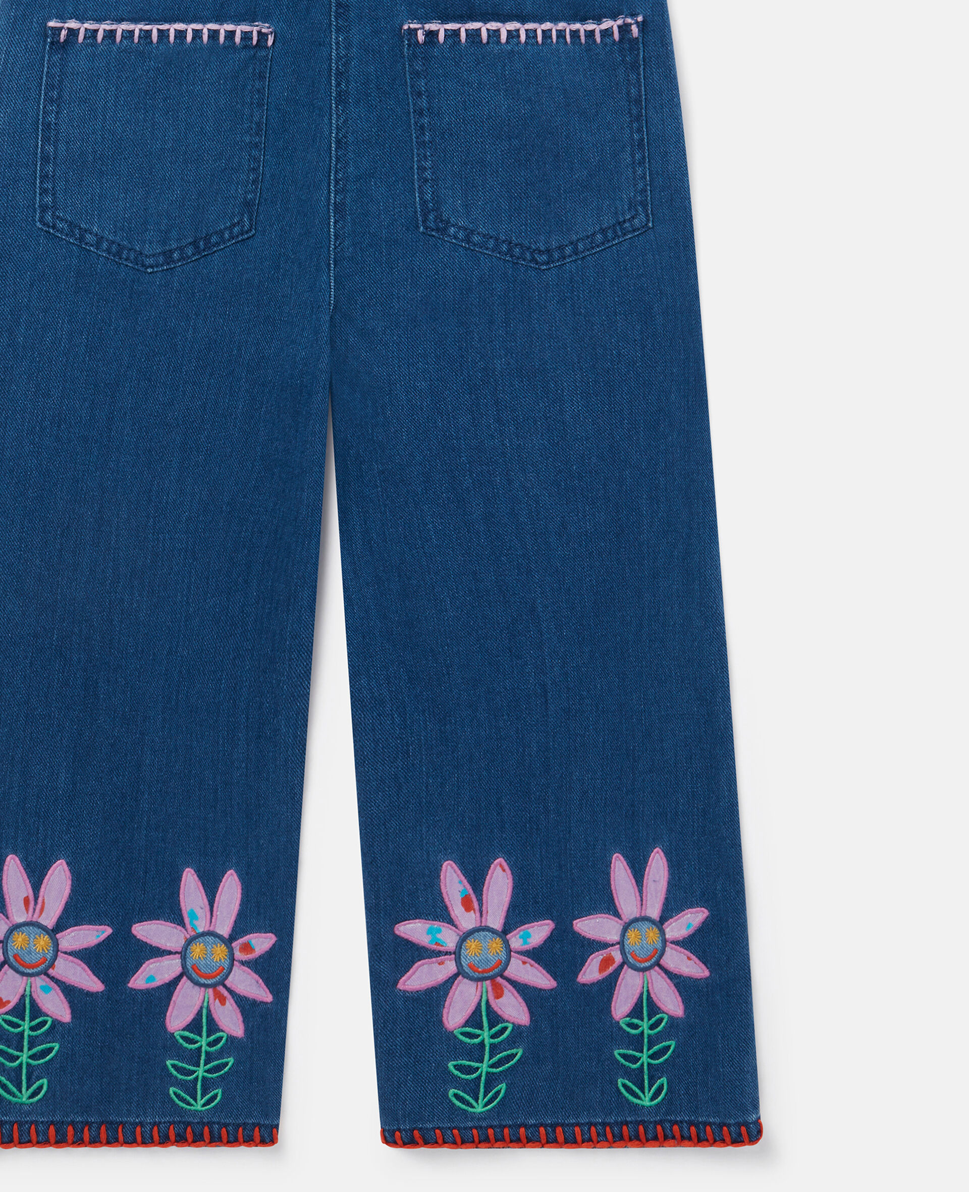 Latzhose mit Smiling Blumenstickerei-Blau-large image number 3