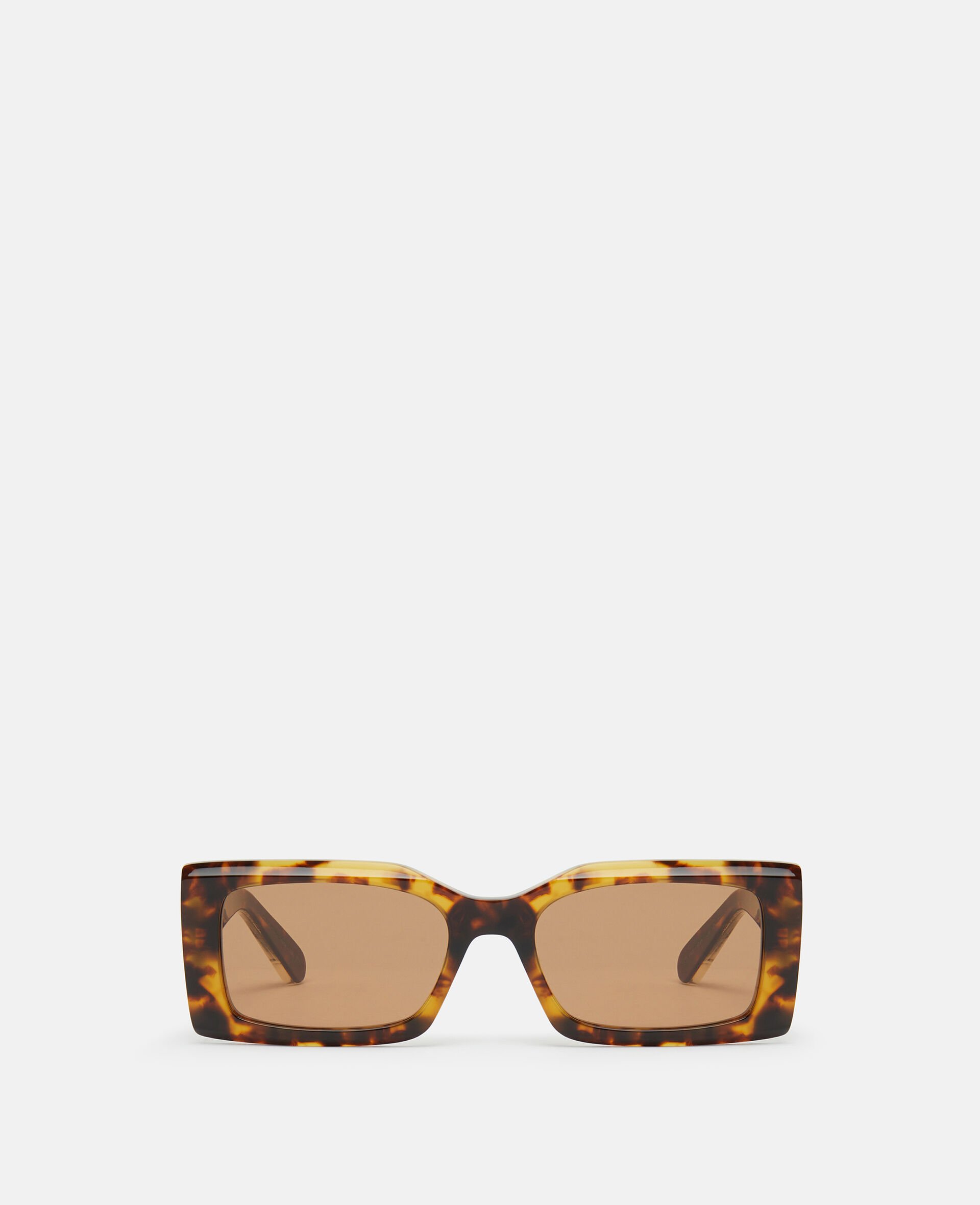 Logo-Engraved Rectangular Sunglasses-Brown-medium