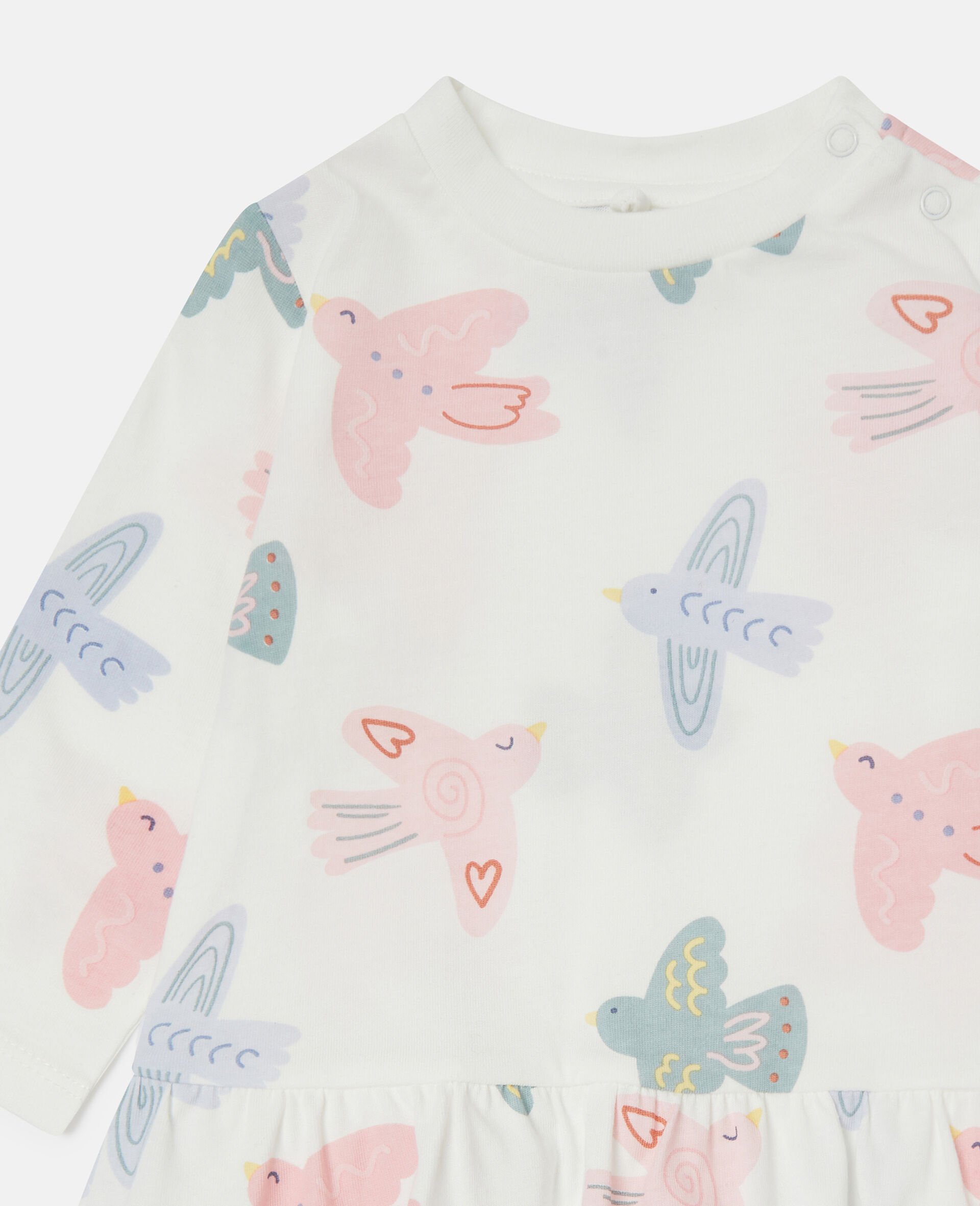 Dove Print Long-Sleeve Dress-White-medium Dove Print Long-Sleeve Dress-White-medium