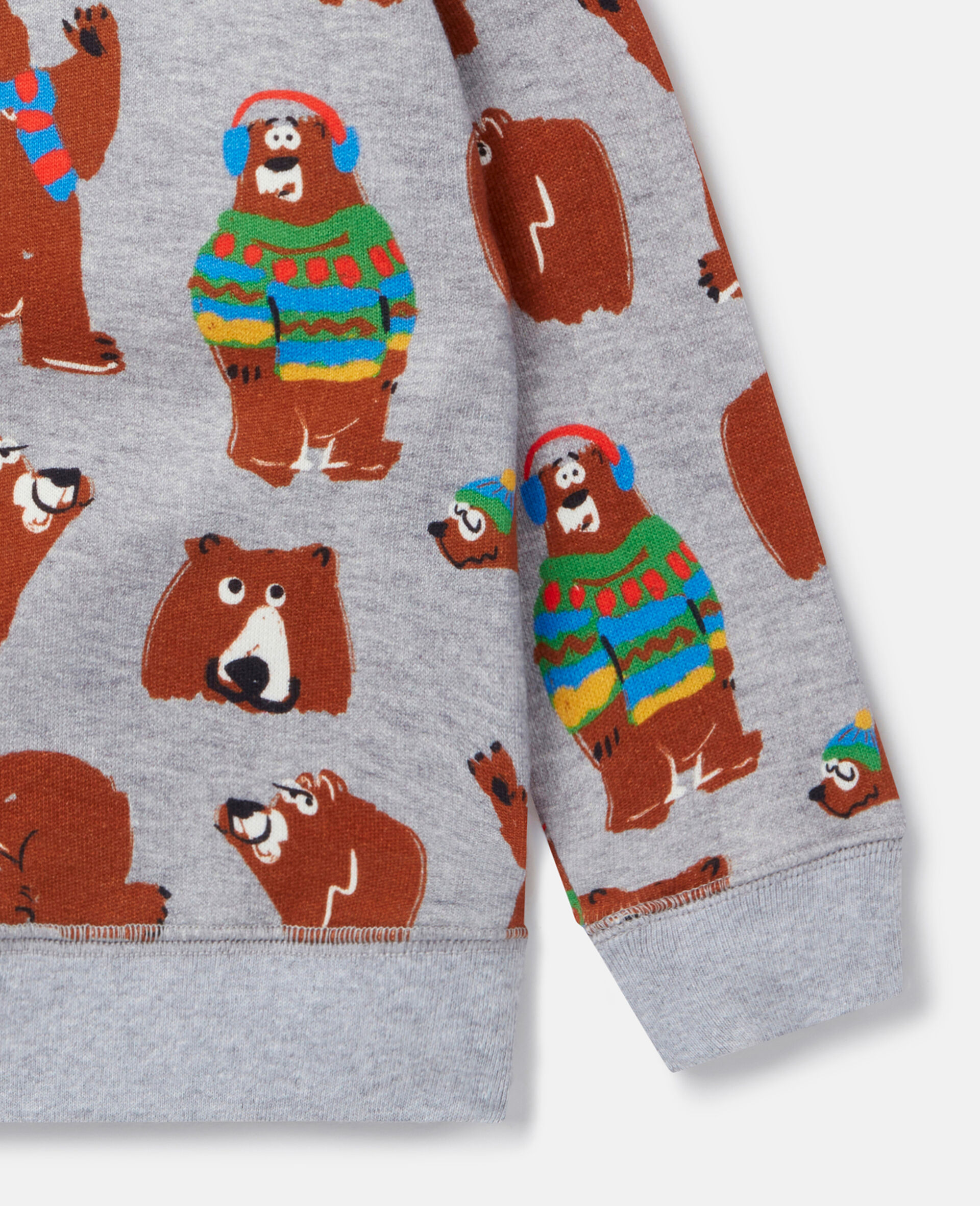 Bear Print Sweatshirt-Grey-large image number 3