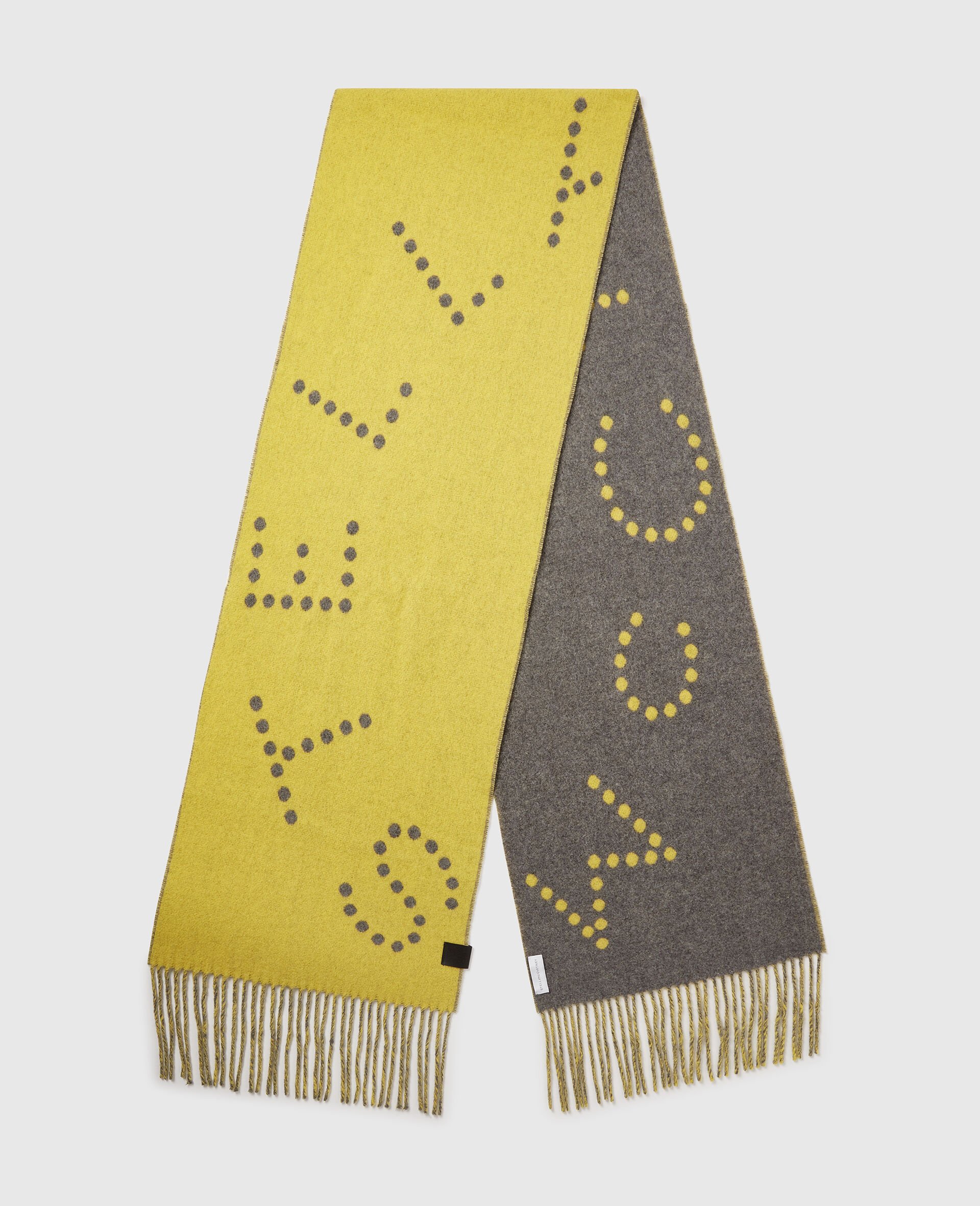Logo Fringe Scarf-Yellow-medium