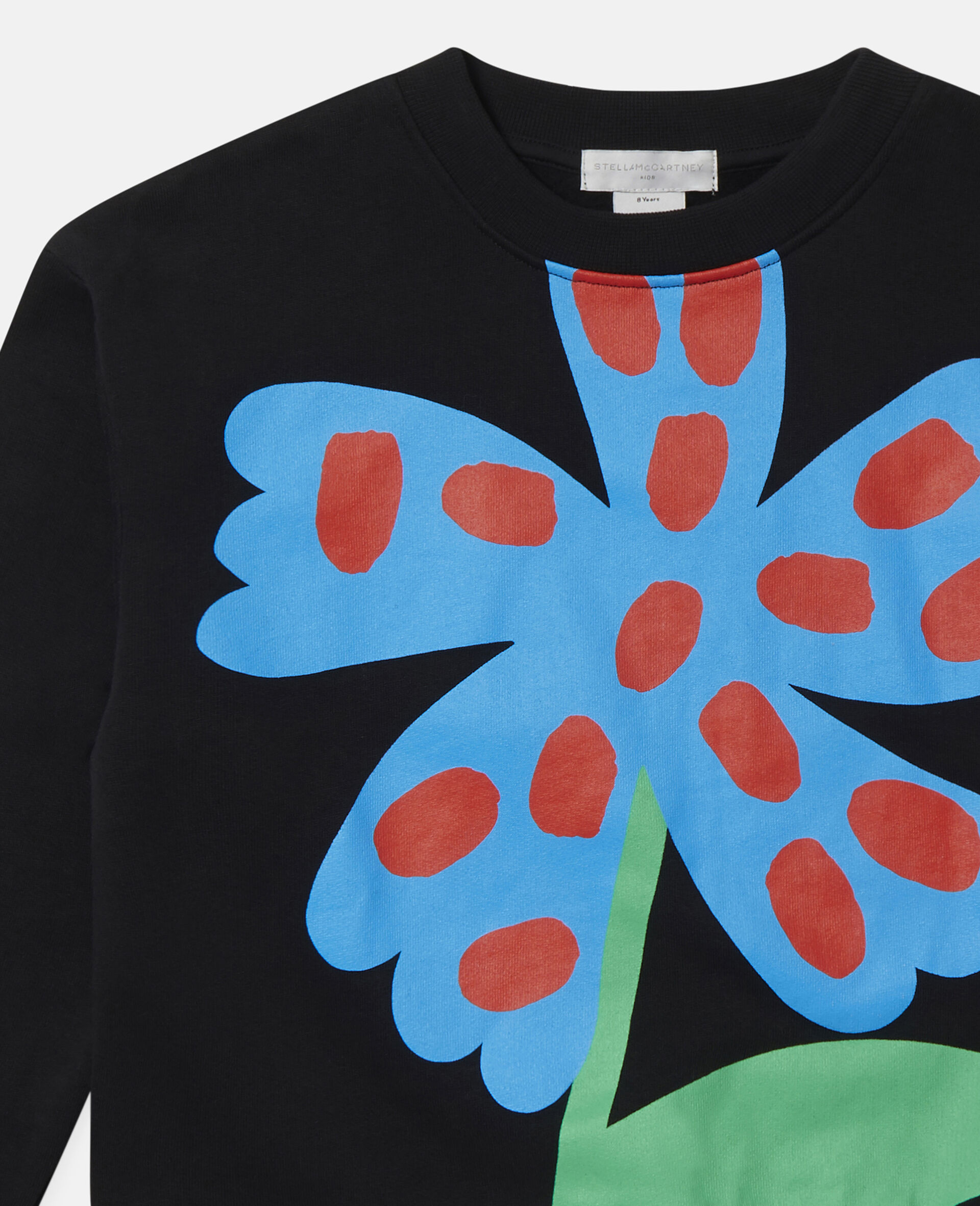 Sweat-shirt en polaire de coton oversize motif fleur à pois-Noir-large image number 1