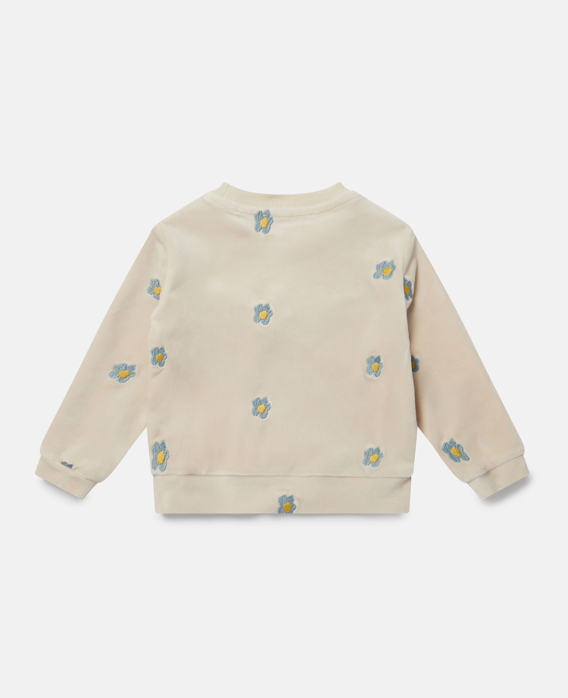 Daisy Embroidered Velour Fleece Sweatshirt-Beige-large image number 2