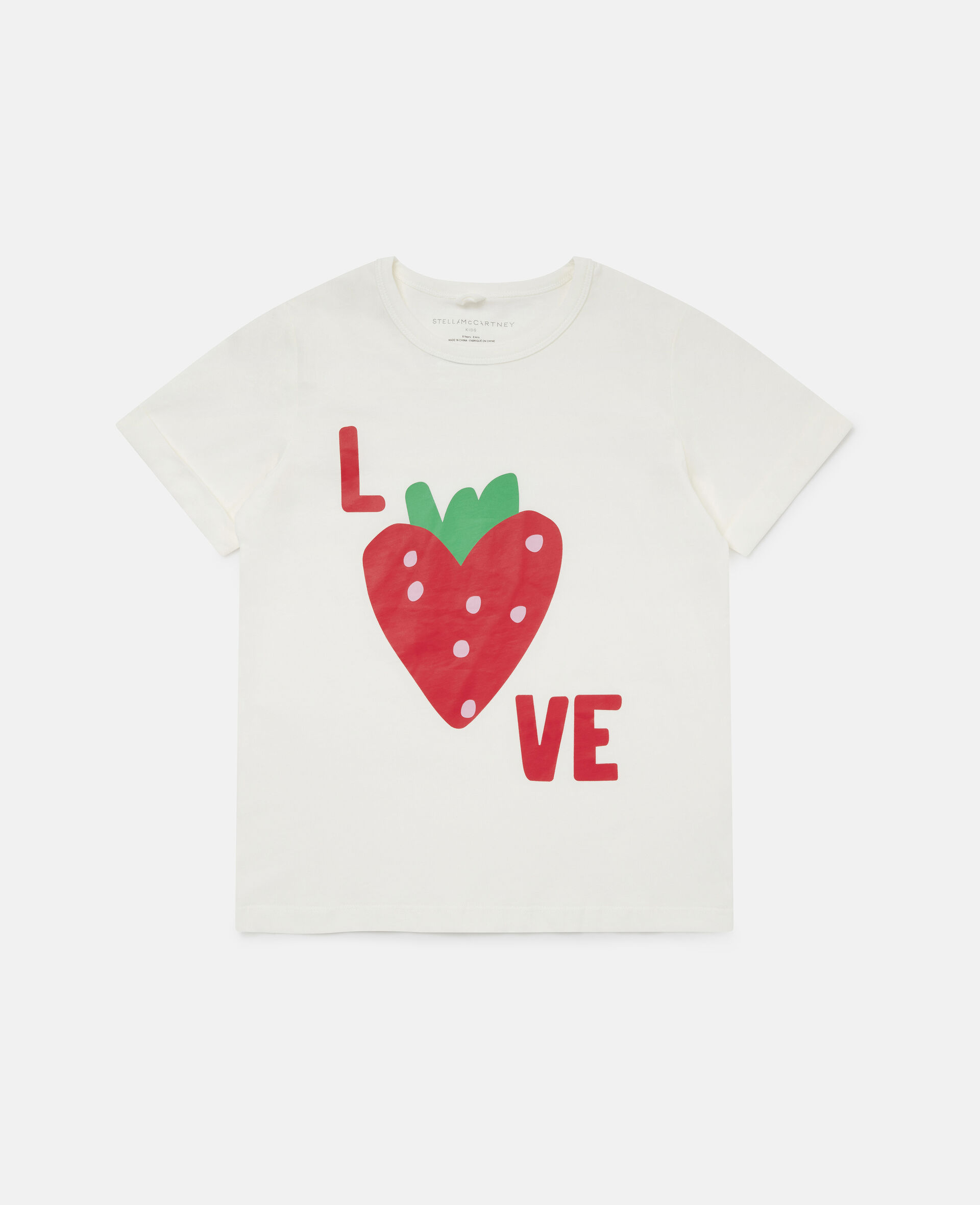 Love Strawberry Print Cotton T-Shirt-Pink-large