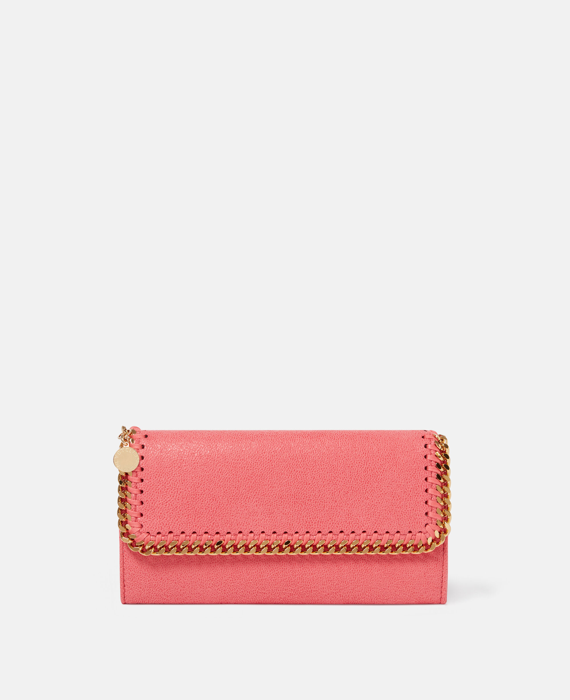Women Bright Pink Falabella Flap Continental Wallet Stella