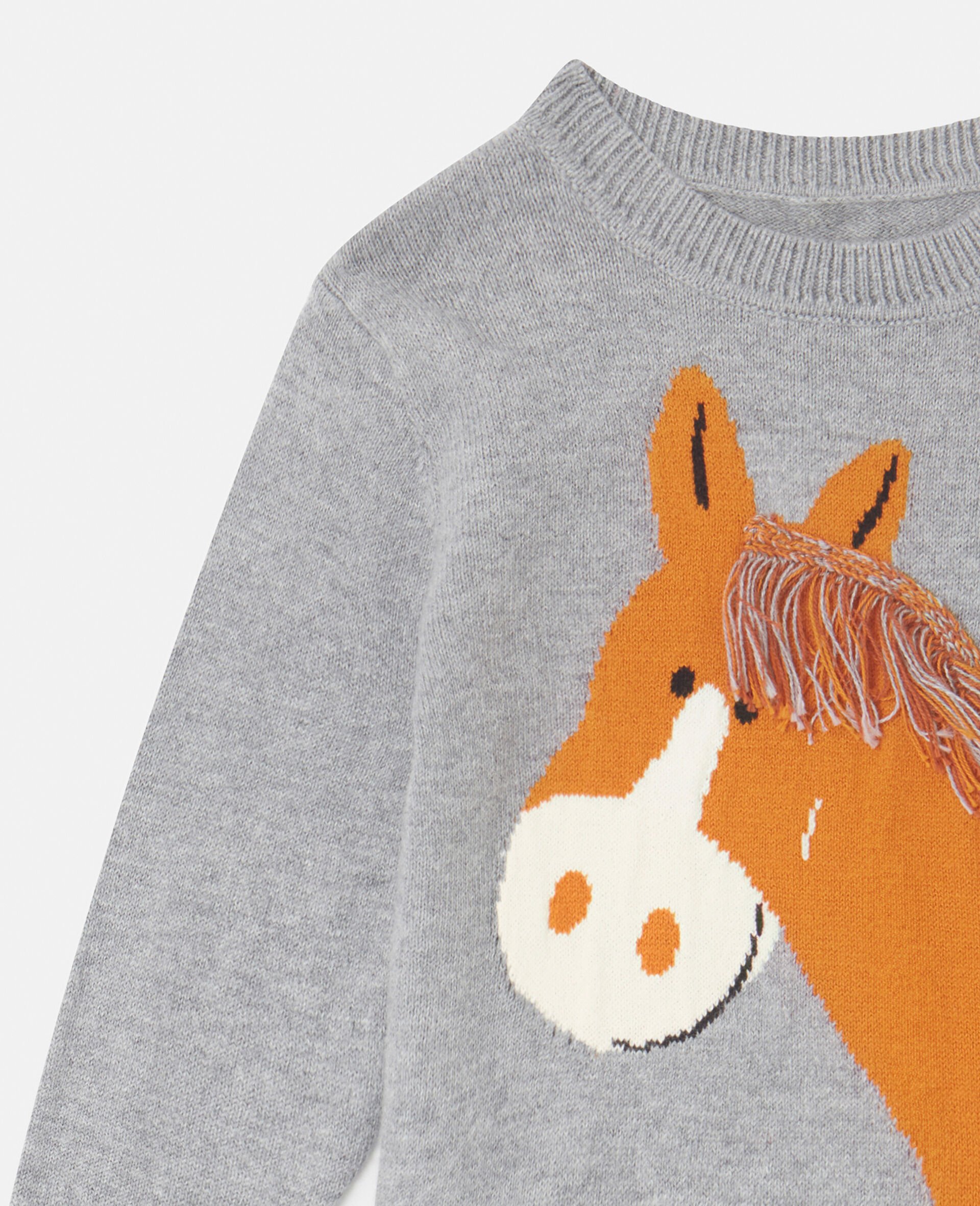 Horse Graphic Fringed Sweatshirt-Grey-large Horse Graphic Fringed Sweatshirt-Grey-large image number 1