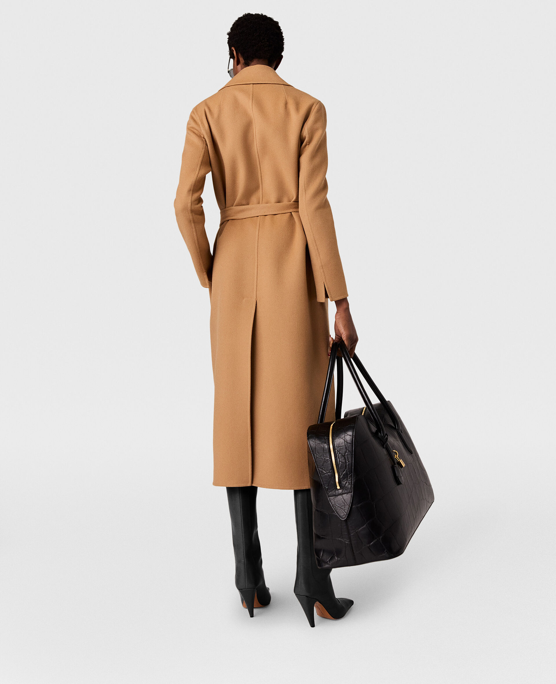 Double-Faced Belted  Coat-Brown-large image number 3