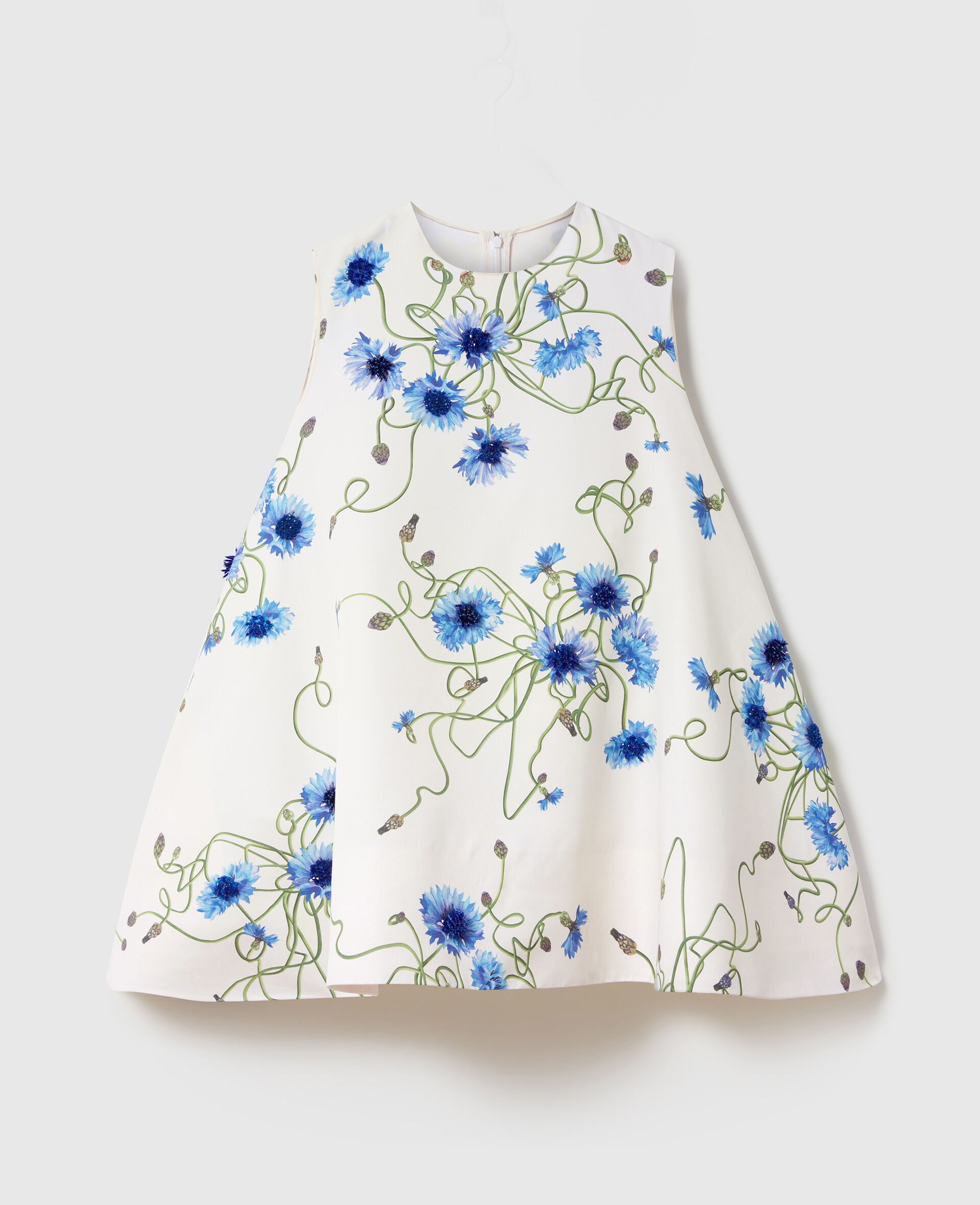 Cornflower Embroidered A-Line Dress-White-medium