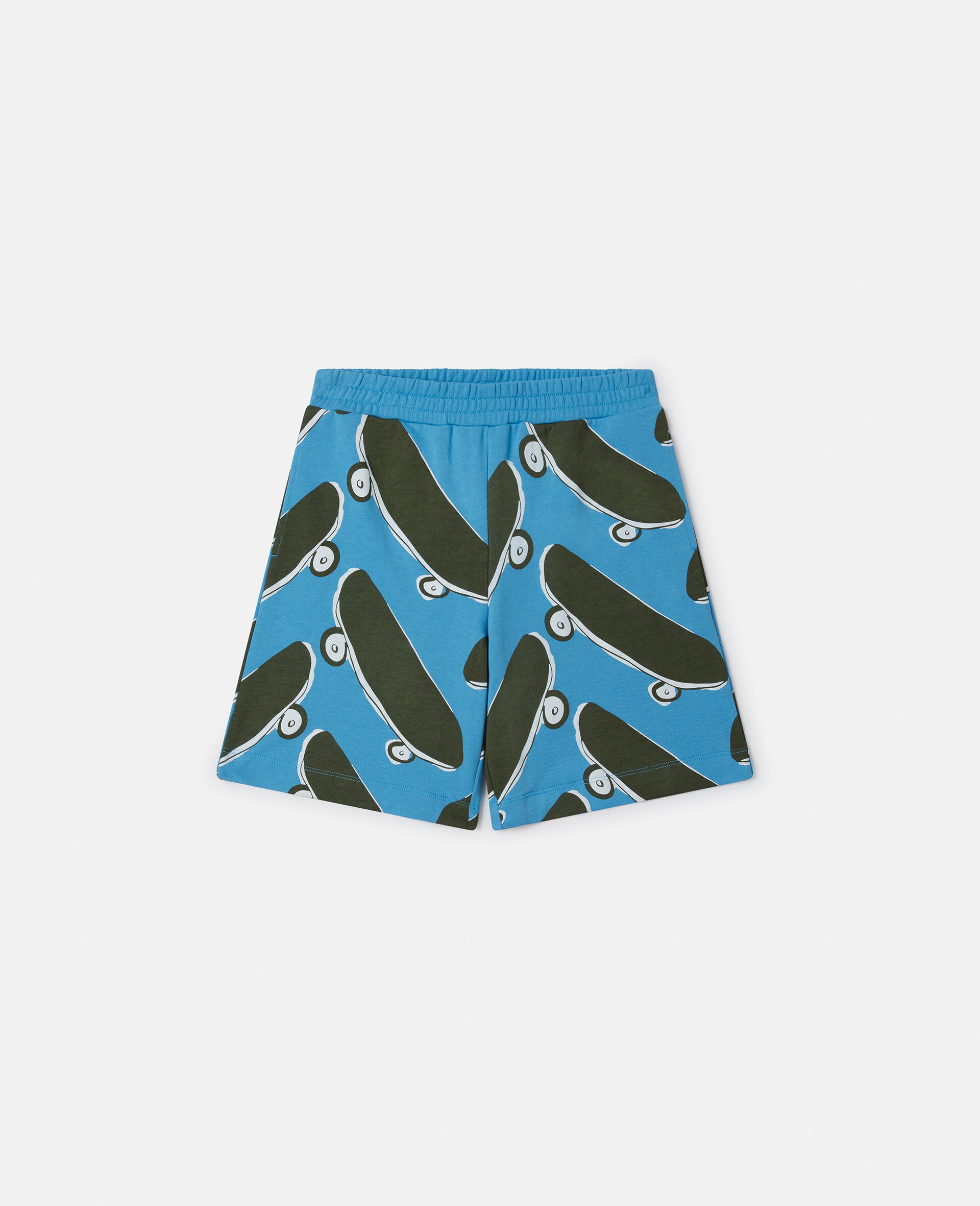 Shorts mit Skateboard-Print-Blau-large image number 0