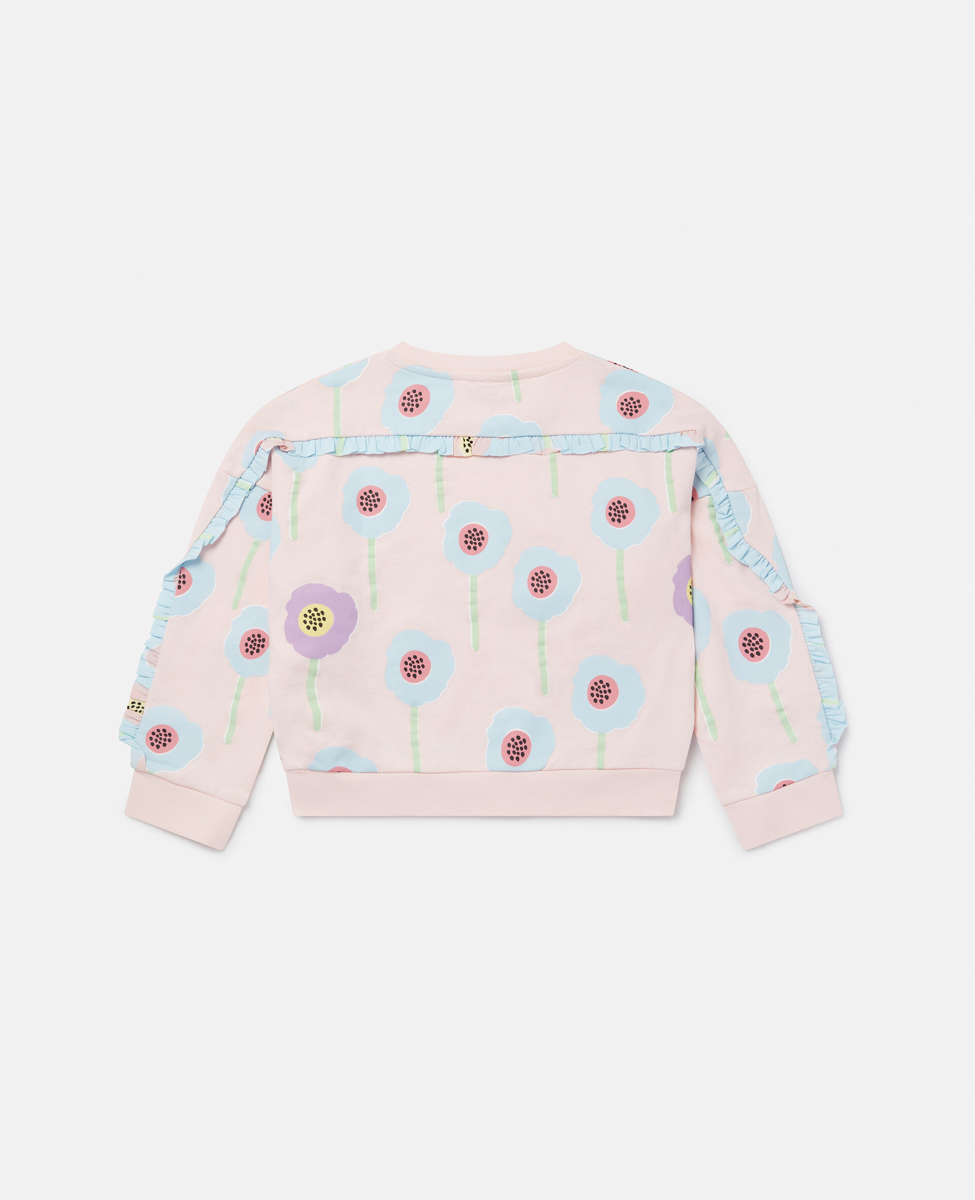 Graphic Flower Print Frill Trim Sweatshirt-Pink-large image number 2