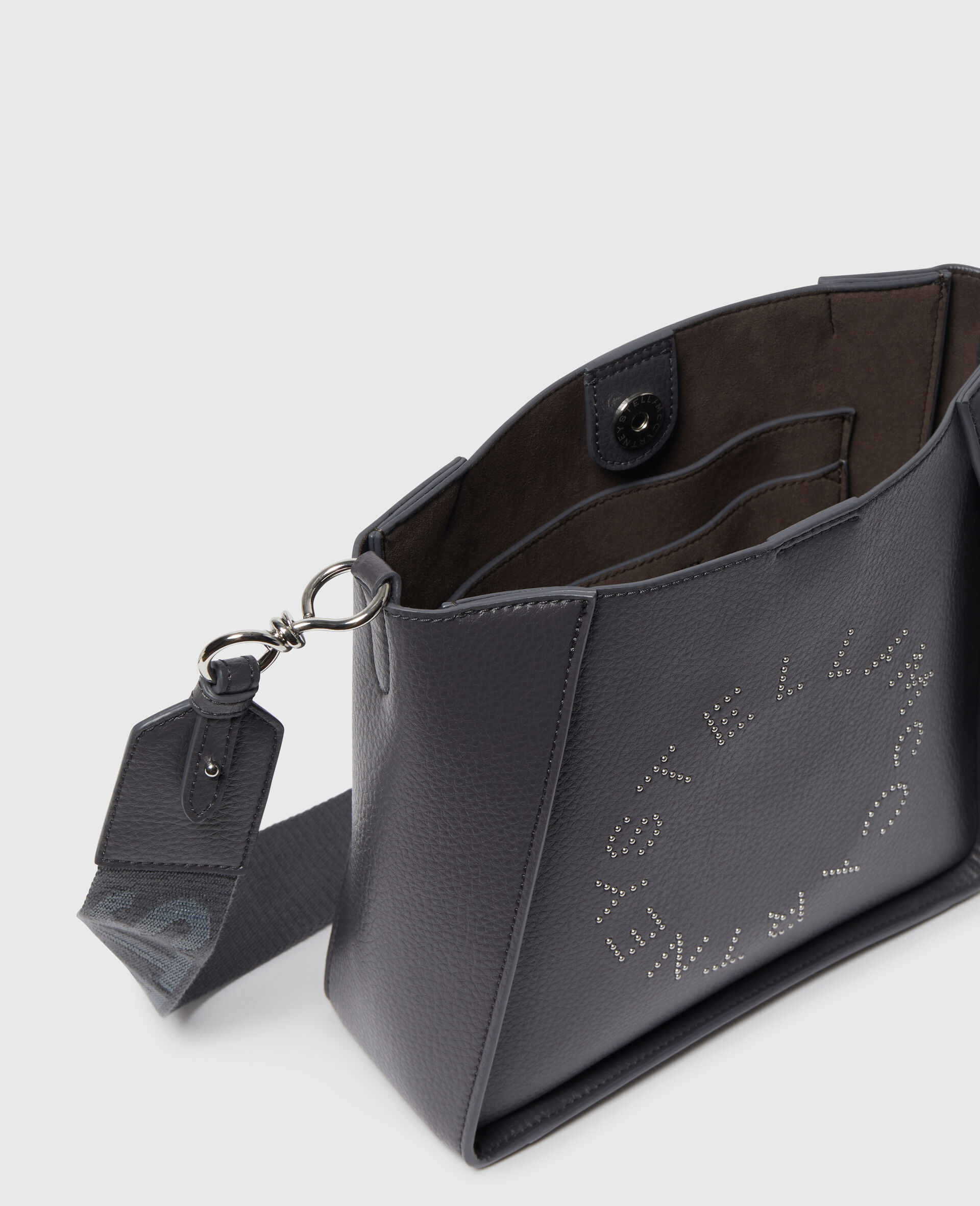 Borsa a Tracolla Quadrata con Logo-Grigio-large image number 3