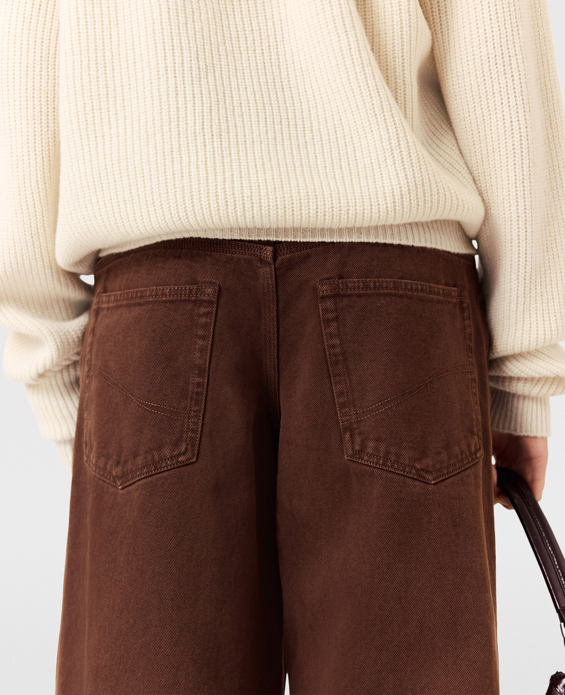 Mid-Rise Wide-Leg Denim Jeans-Brown-large image number 8