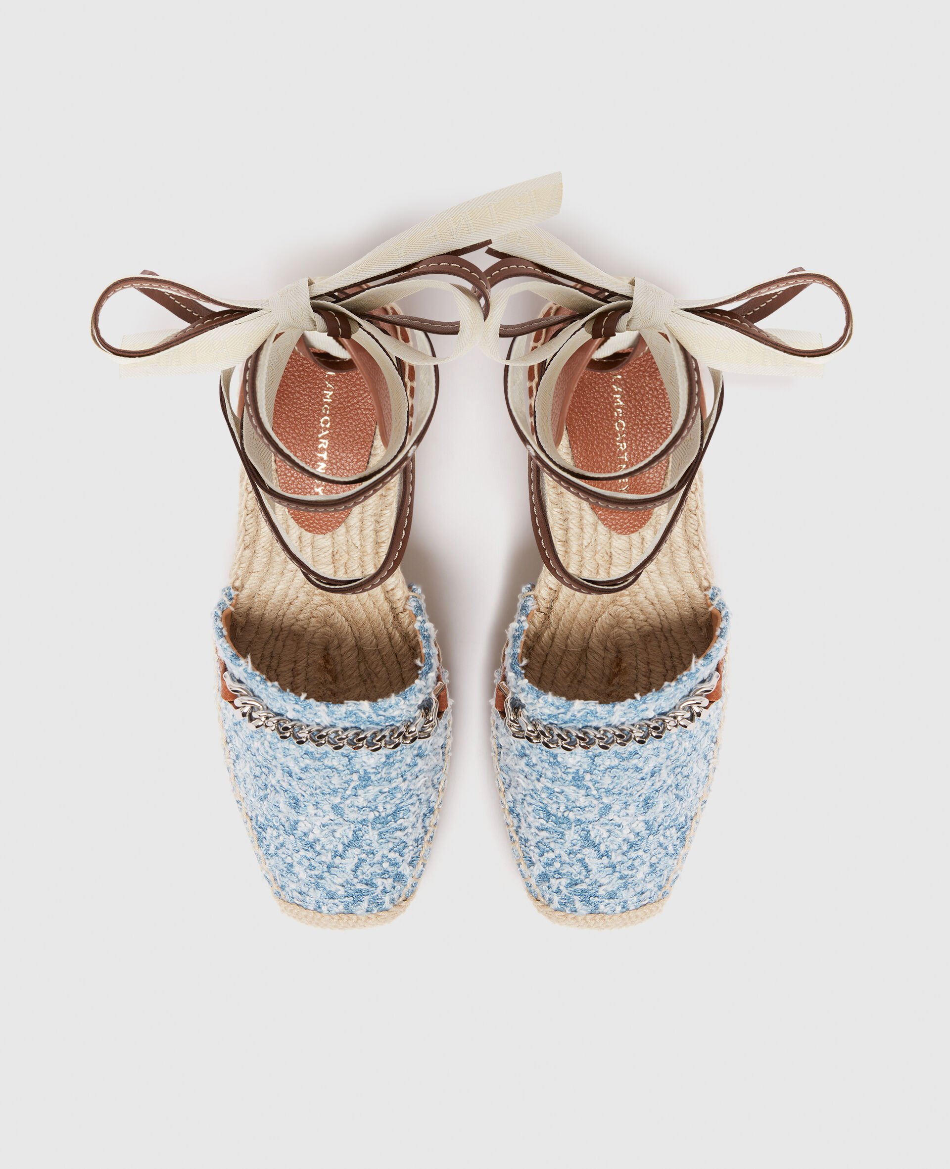 Espadrilles a plateforme et talon compense en tissu boucle Gaia-Bleu-large image number 4