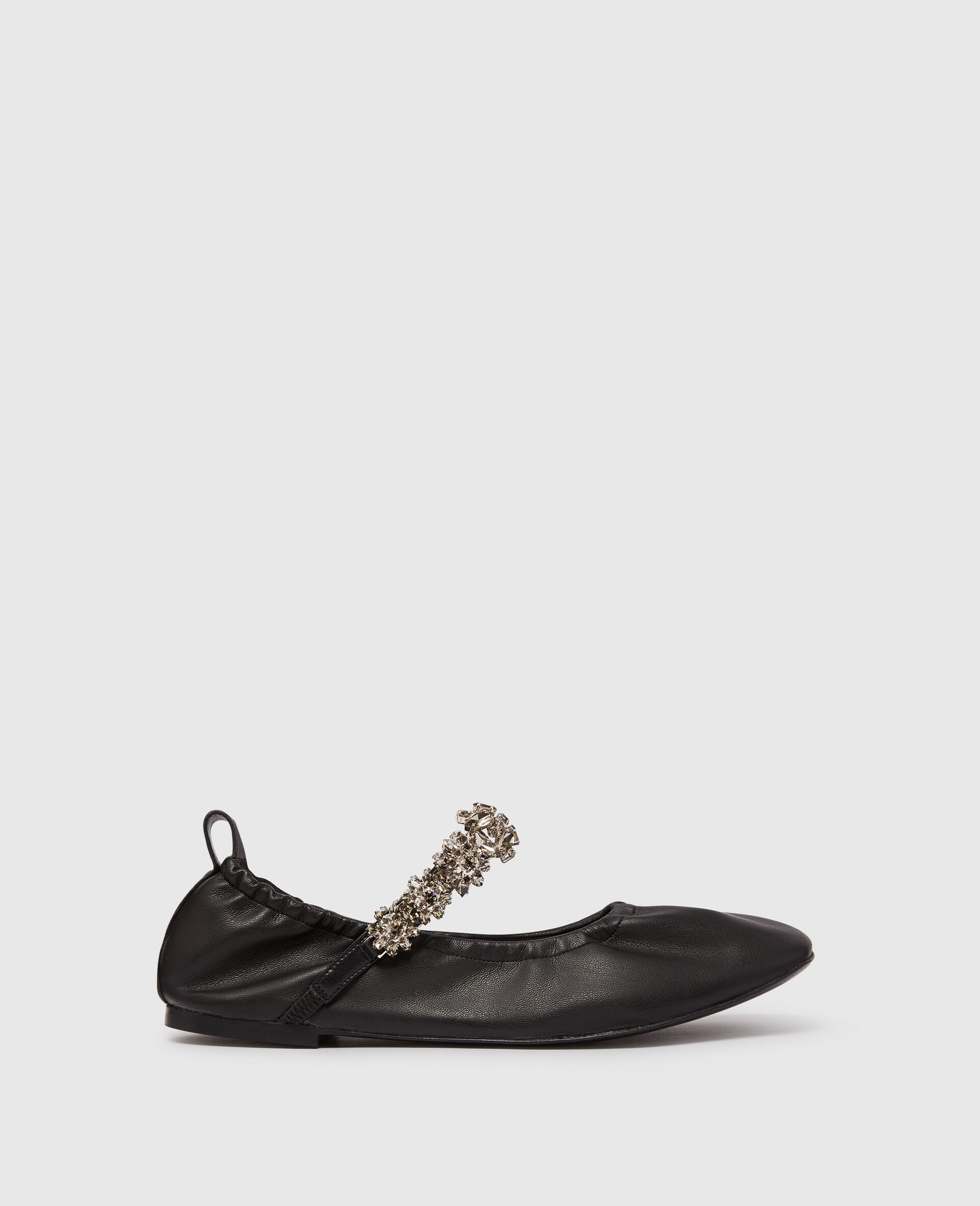 Elsa Crystal Flowers Ballet Flat-Black-medium